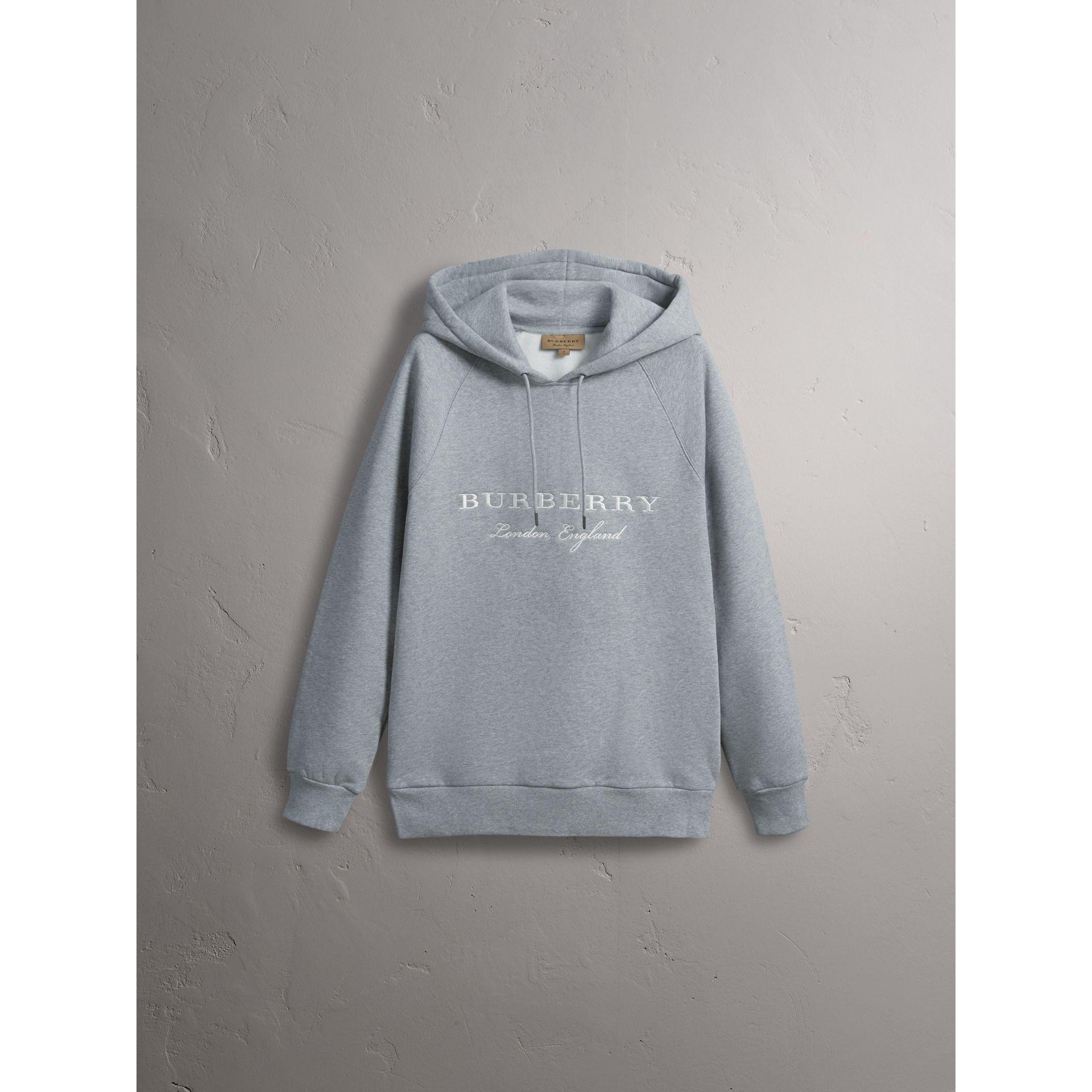 Burberry Embroidered Hooded Sweatshirt Grey Melange in Gray for Men | Lyst