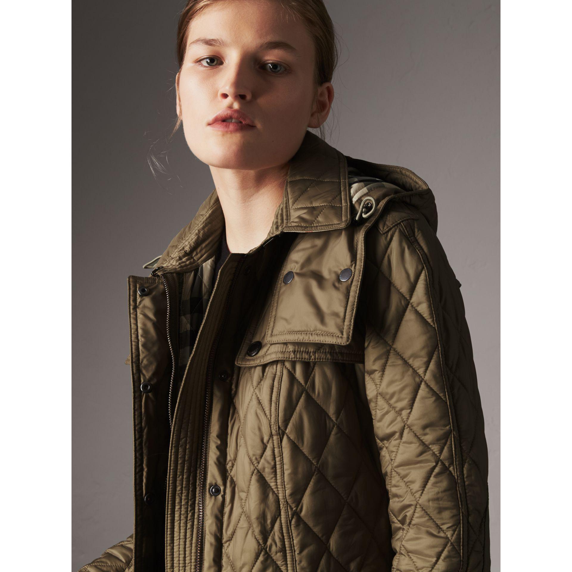 quilted trench jacket with detachable hood