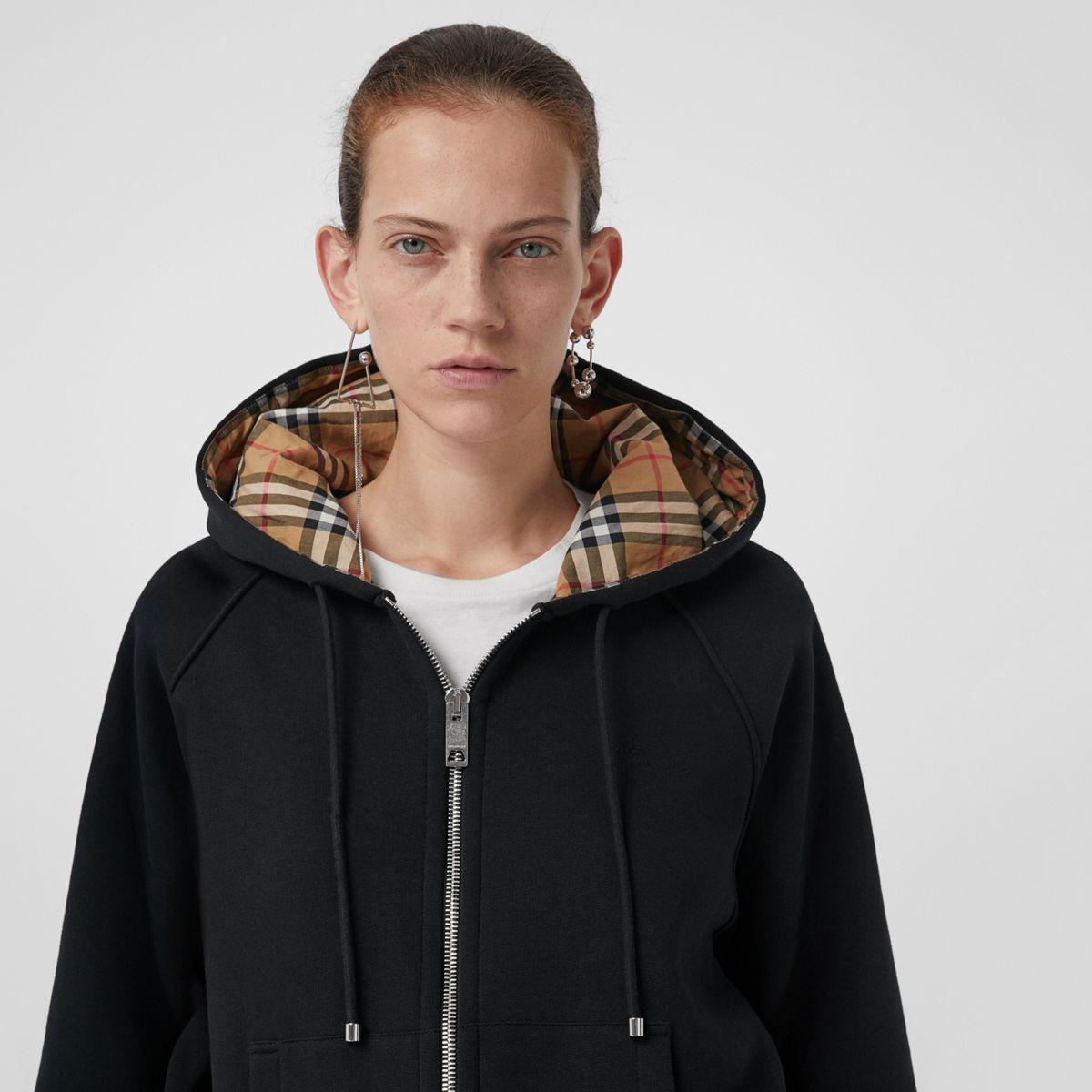 burberry logo hooded zip sweatshirt