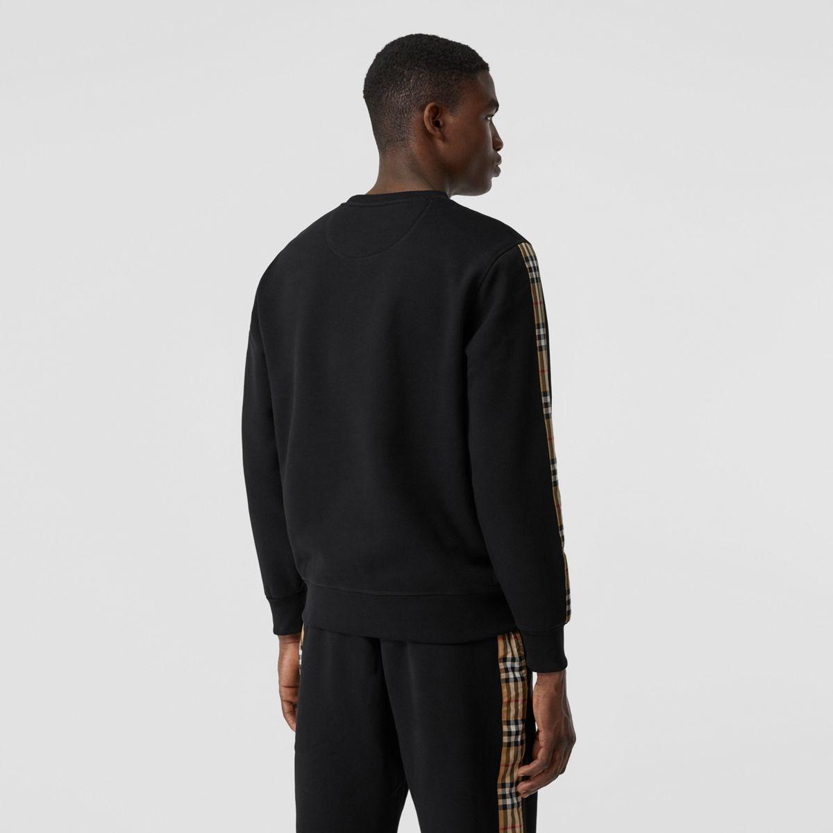 Burberry Vintage Check Panel Jersey Sweatshirt in Black for Men | Lyst