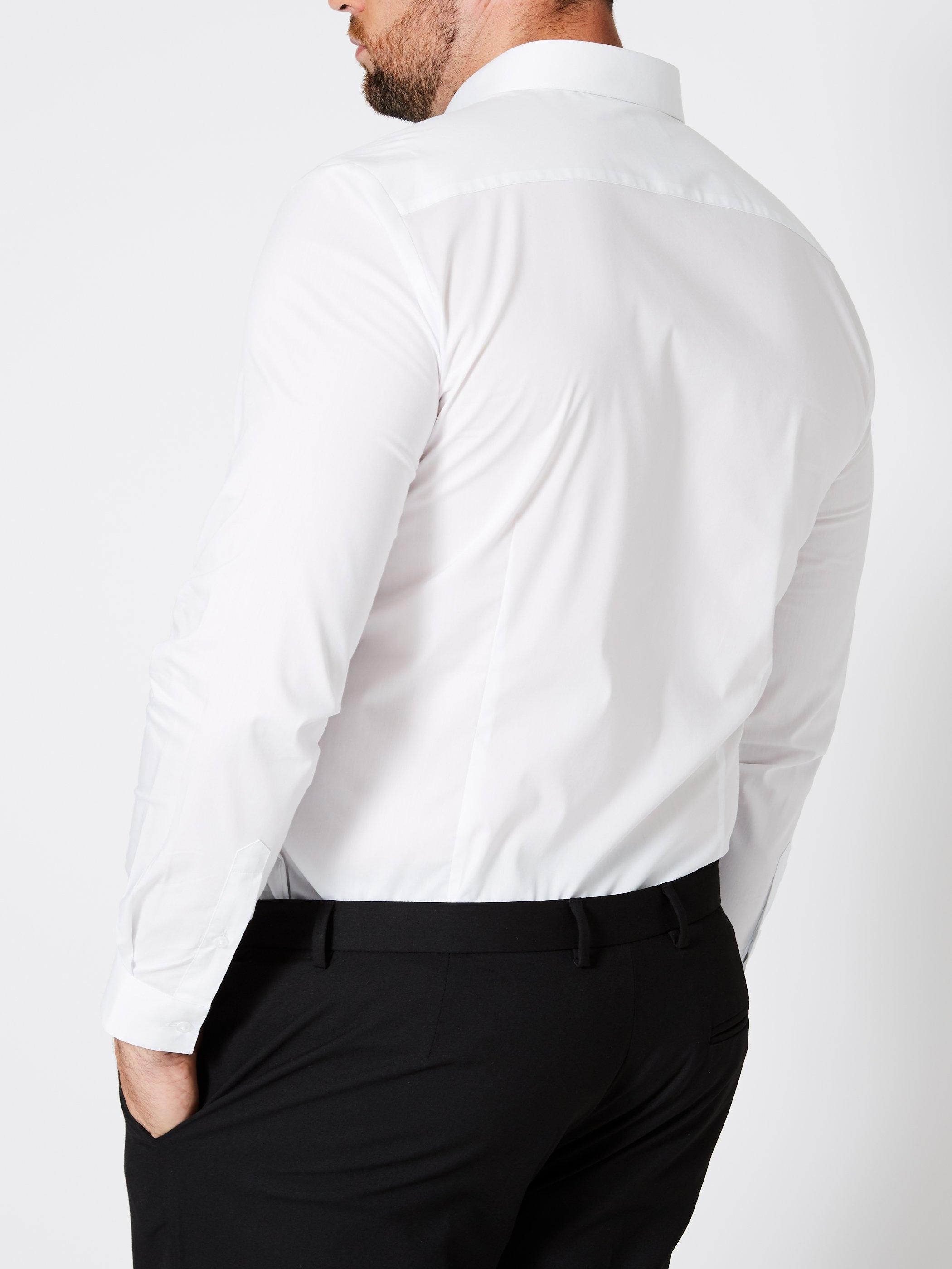 white slim fit button down collar shirt