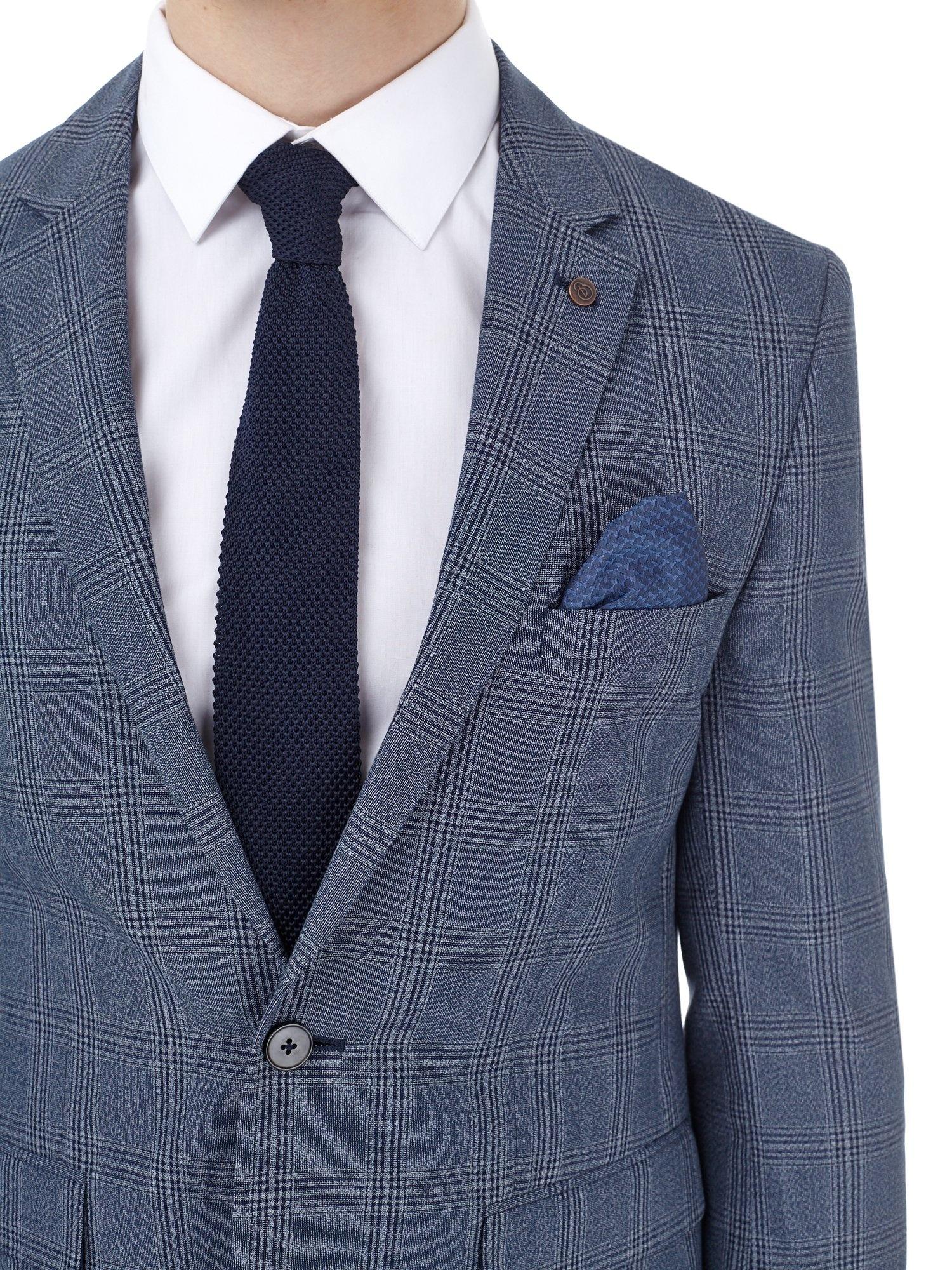 Burton Cotton Blue Bold Checked Slim Fit Suit Jacket for ...