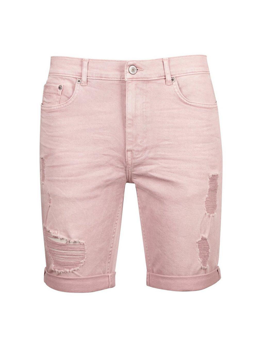 mens pink jean shorts