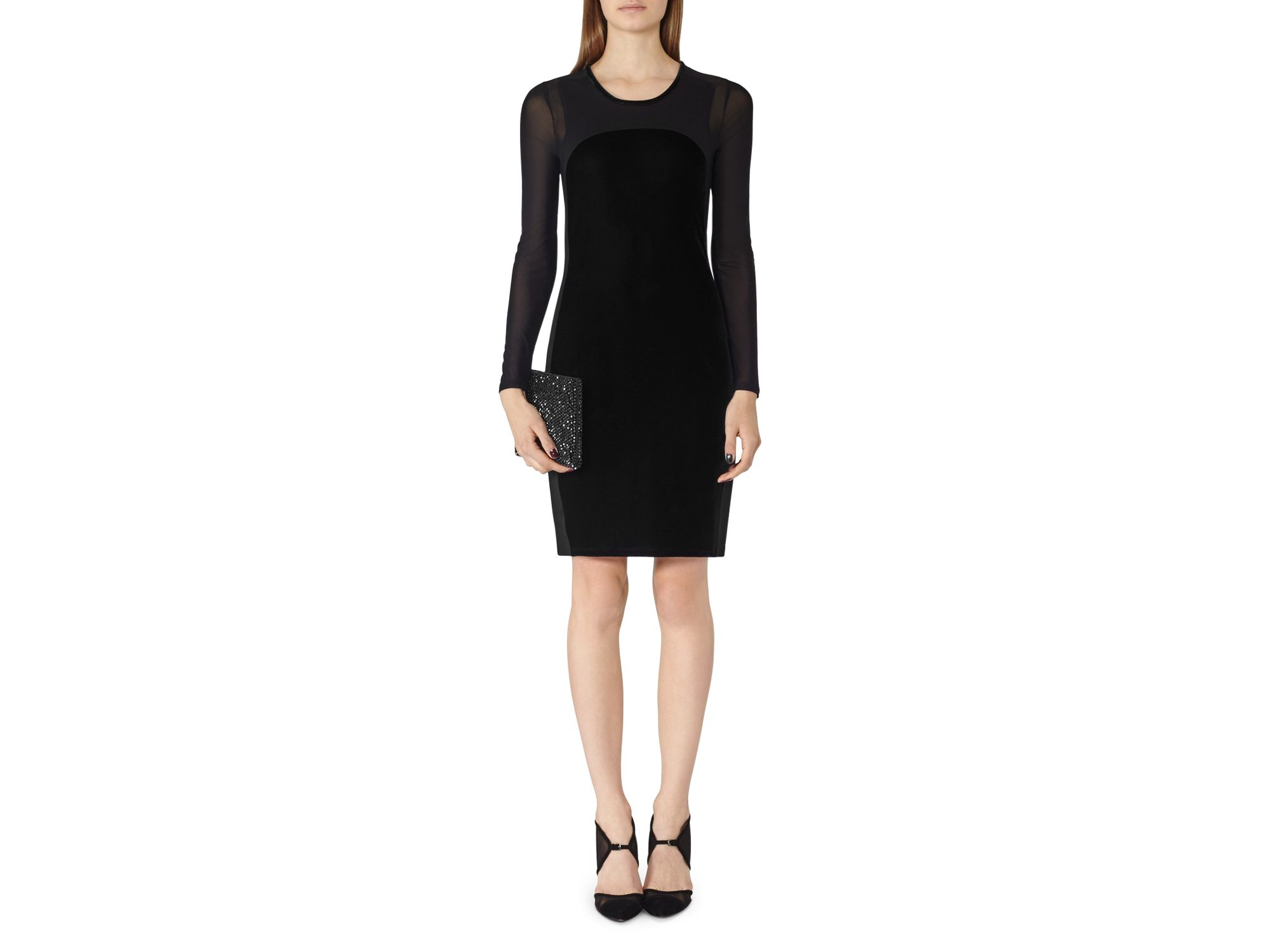 reiss black velvet dress