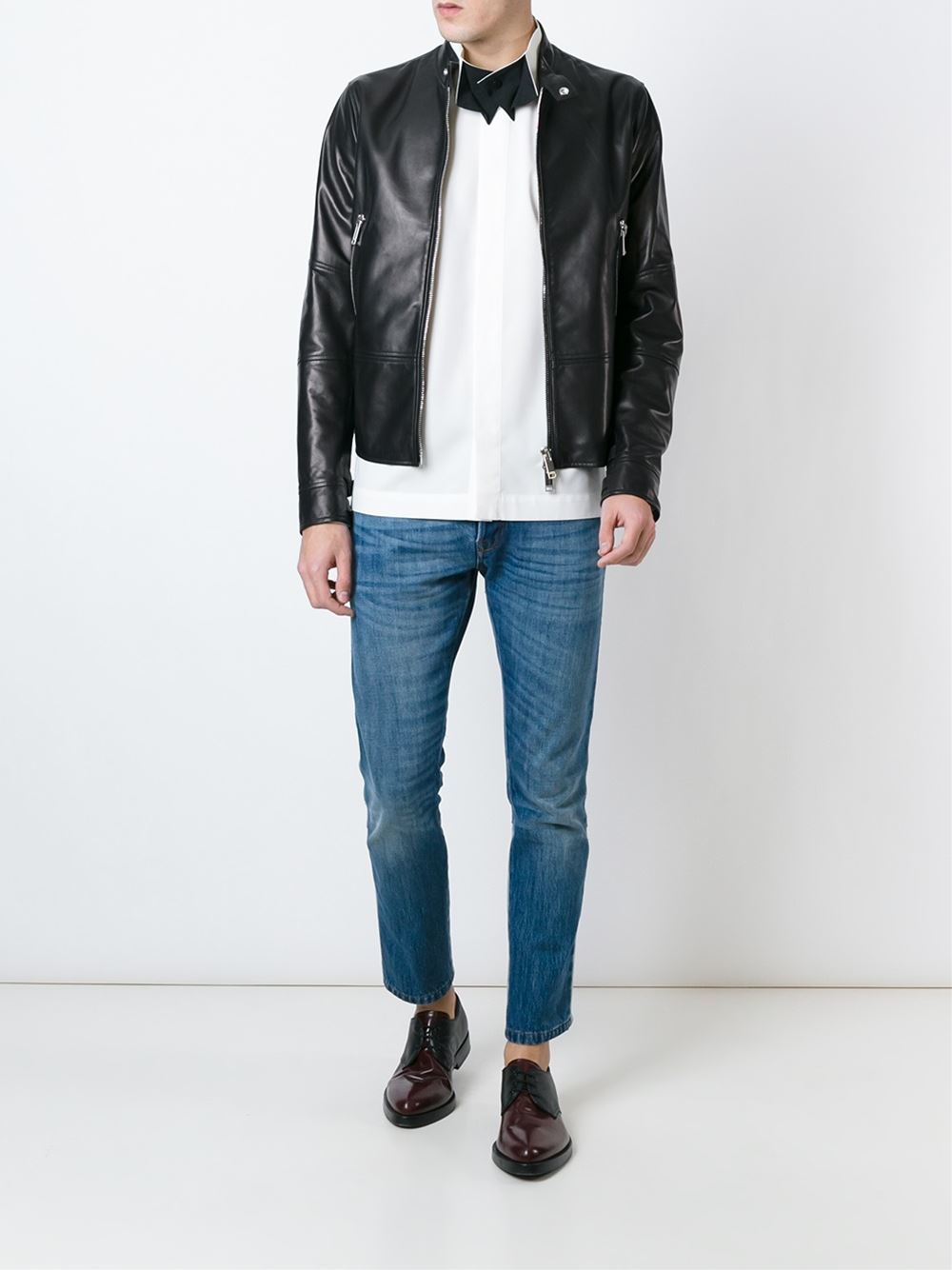 Valentino Leather Jacket in Black for Men - Lyst