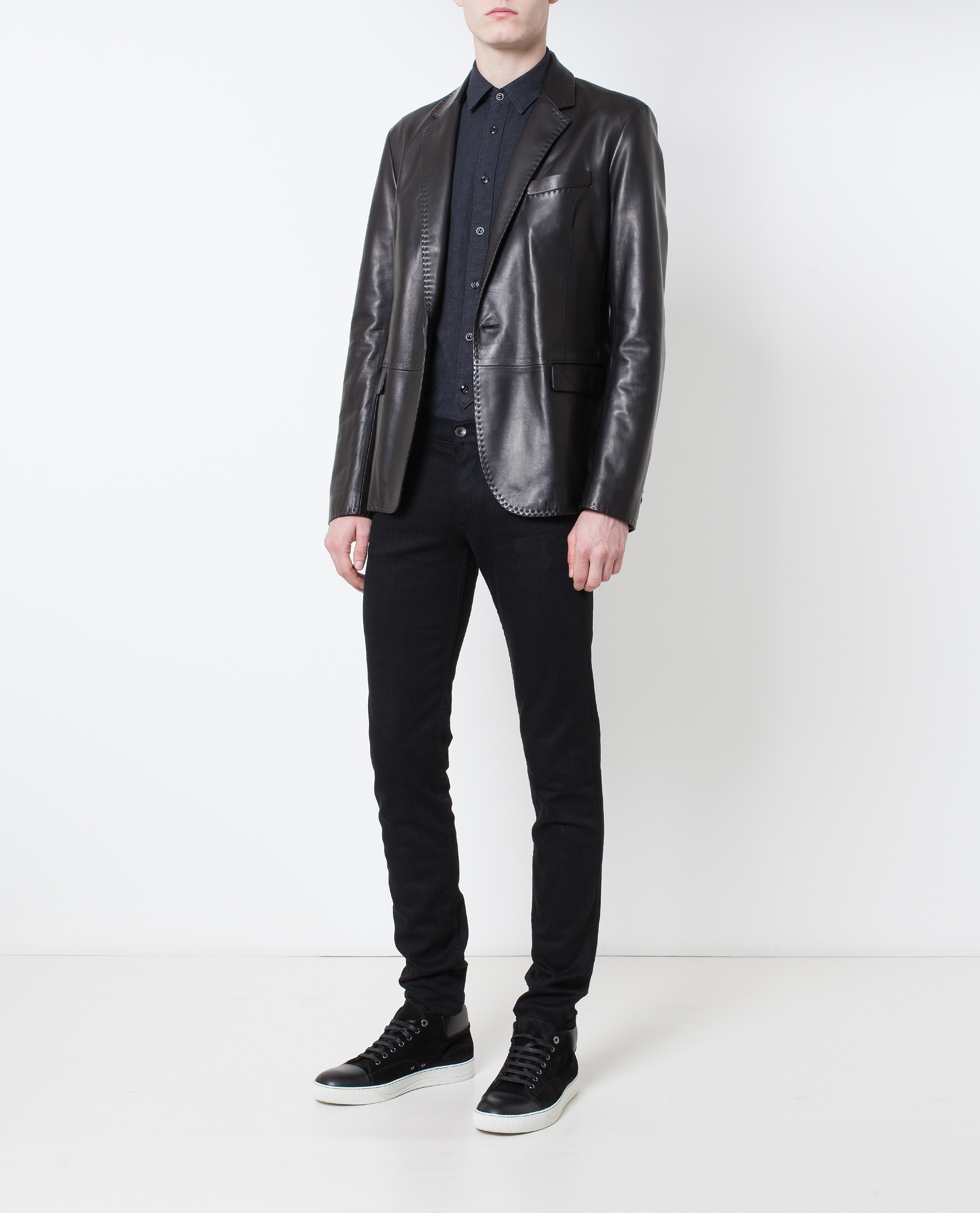 Lanvin Tailored Leather Jacket In Black For Men Lyst
