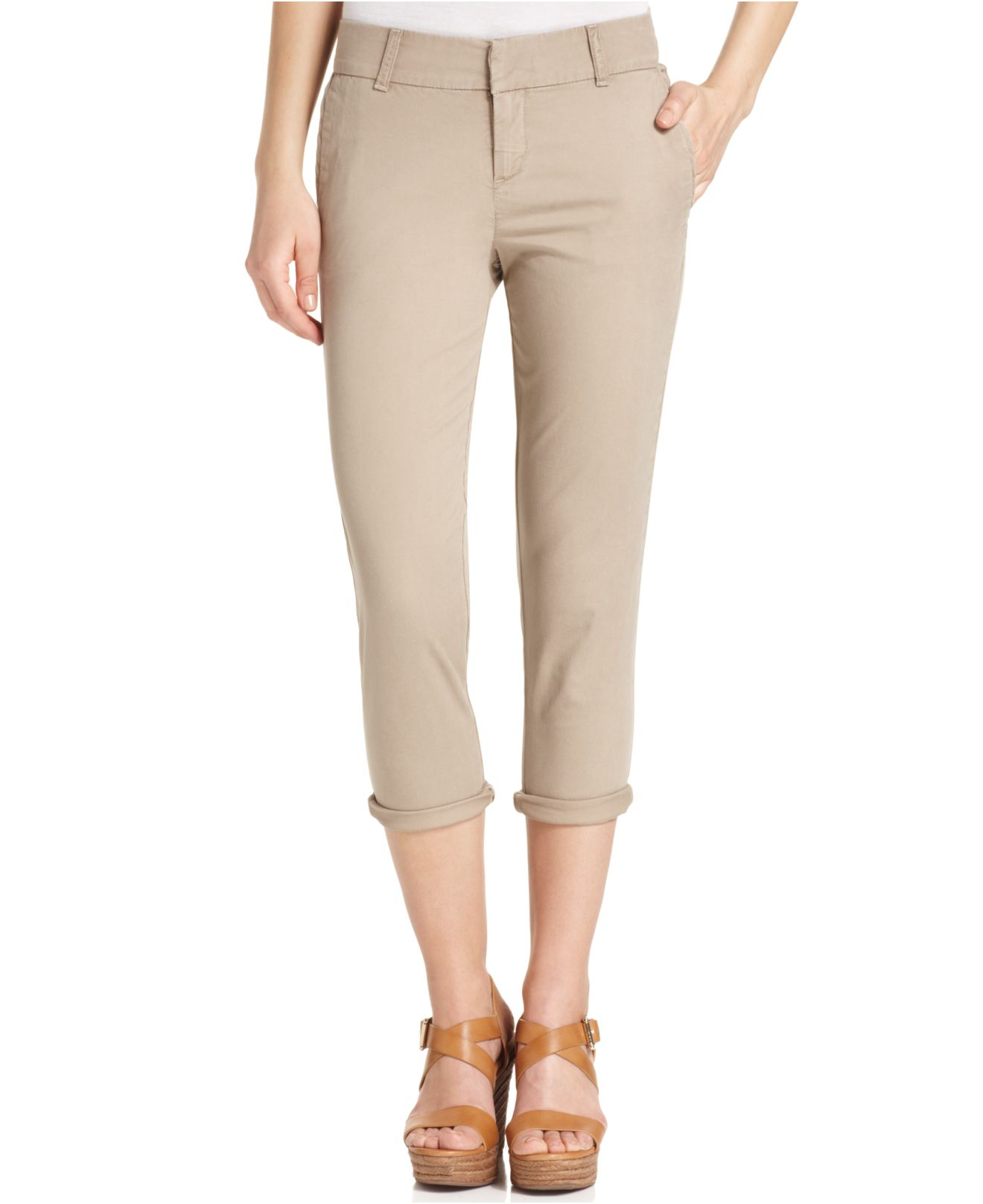 Lyst - Kut From The Kloth Skinnyleg Cropped Cuffed Pants in Natural