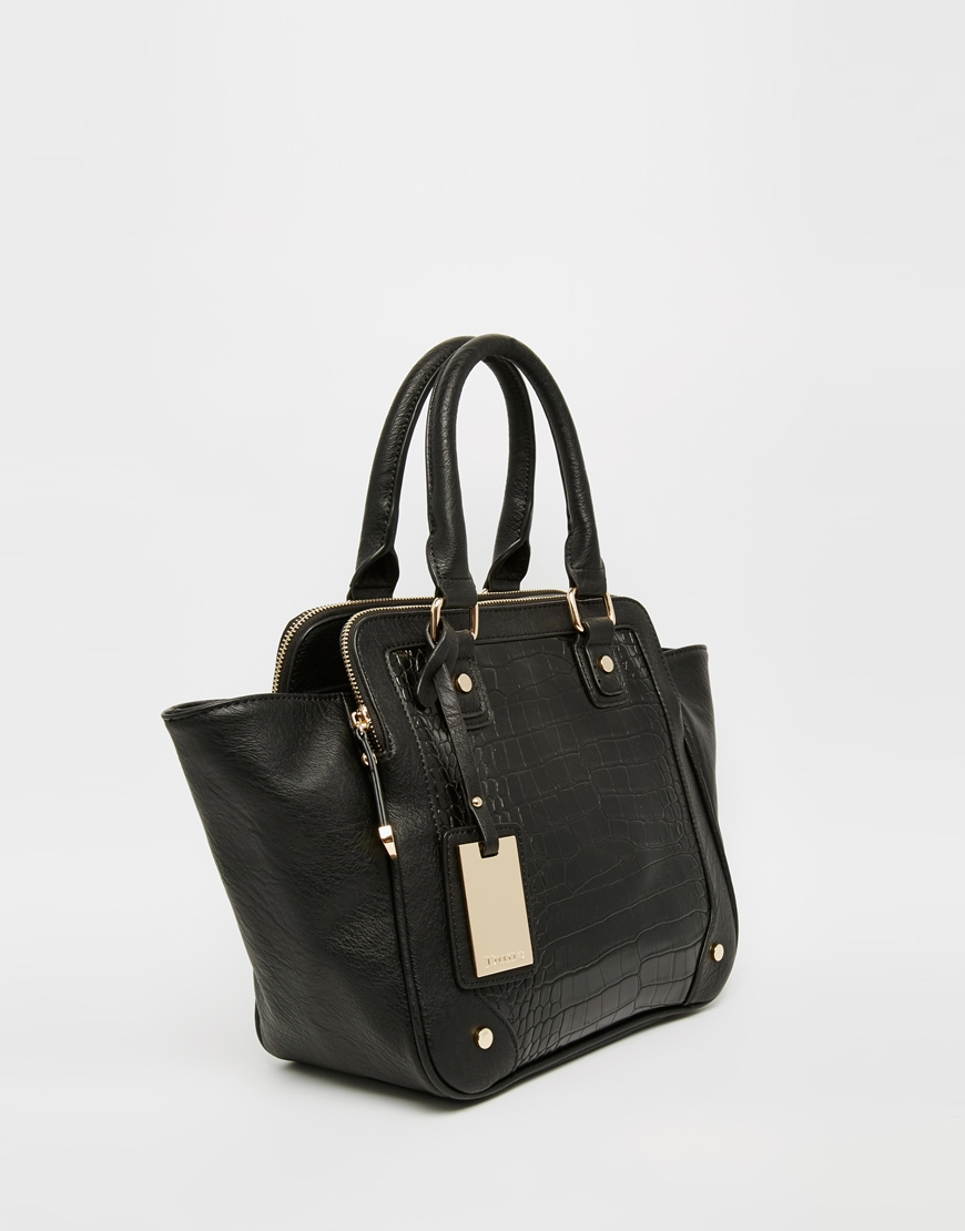 Download Dune Tote Bag With Mock Croc in Black - Lyst