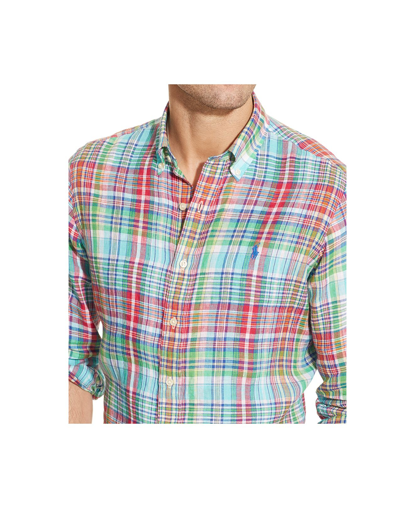 Polo ralph lauren Plaid Linen Shirt in Blue for Men Lyst