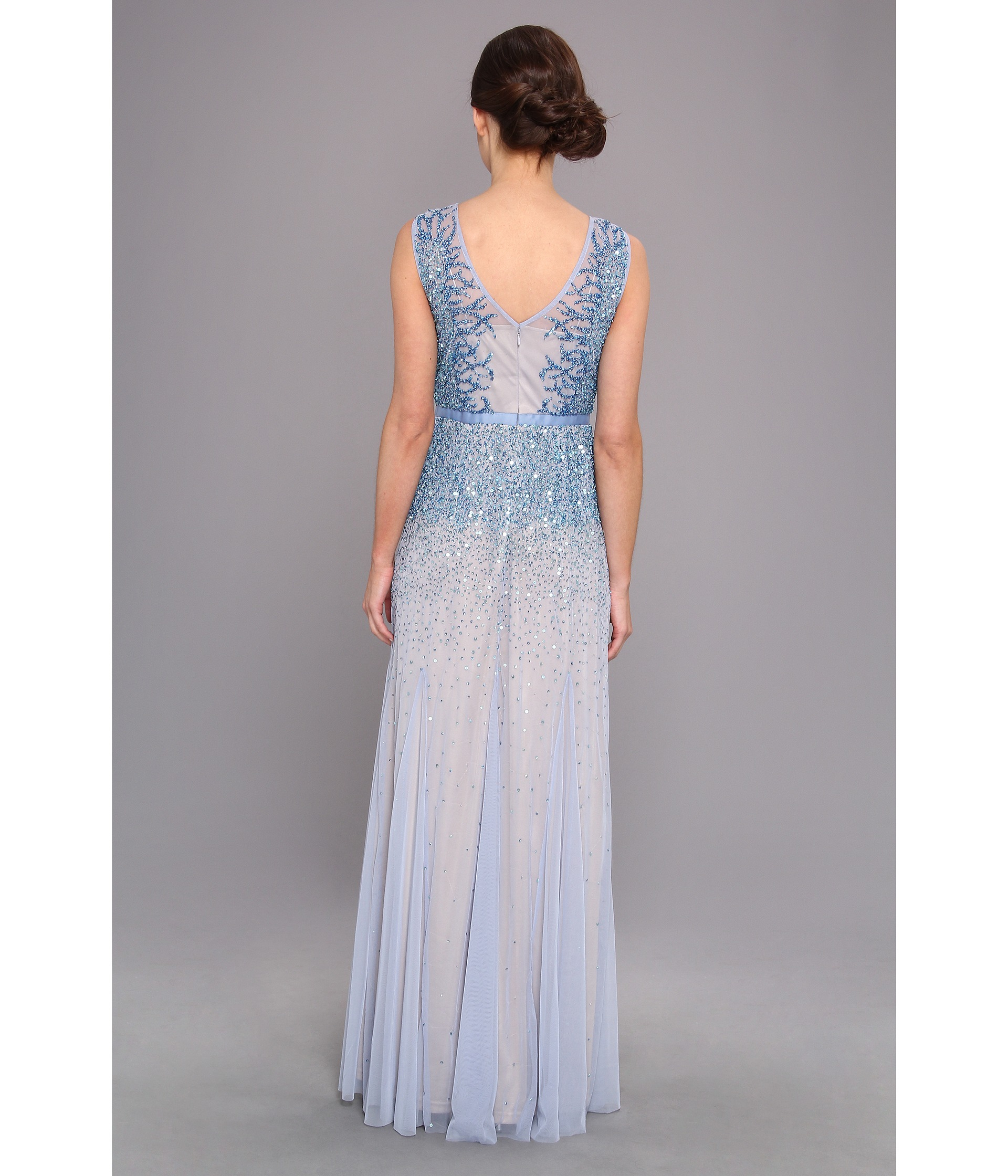 Adrianna Papell Beaded Illusion Gown Prom in Sky Blue (Blue) - Lyst