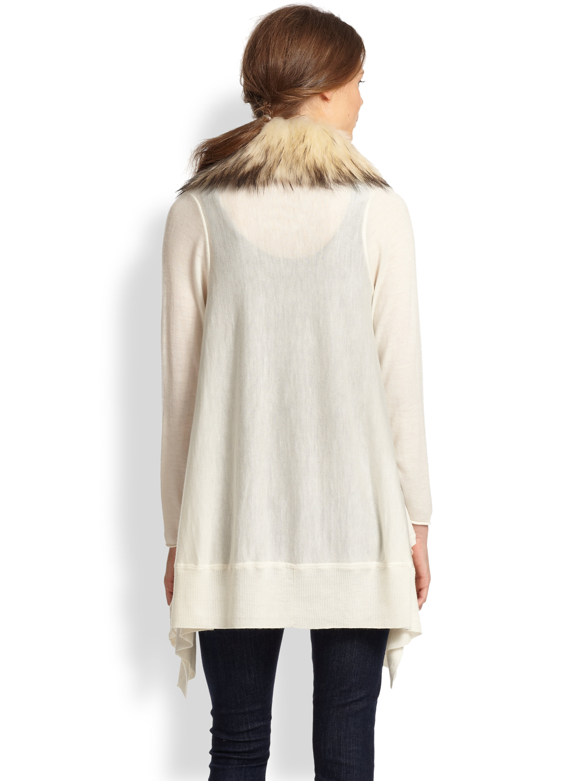 alice and olivia izzy fur collar cardigan