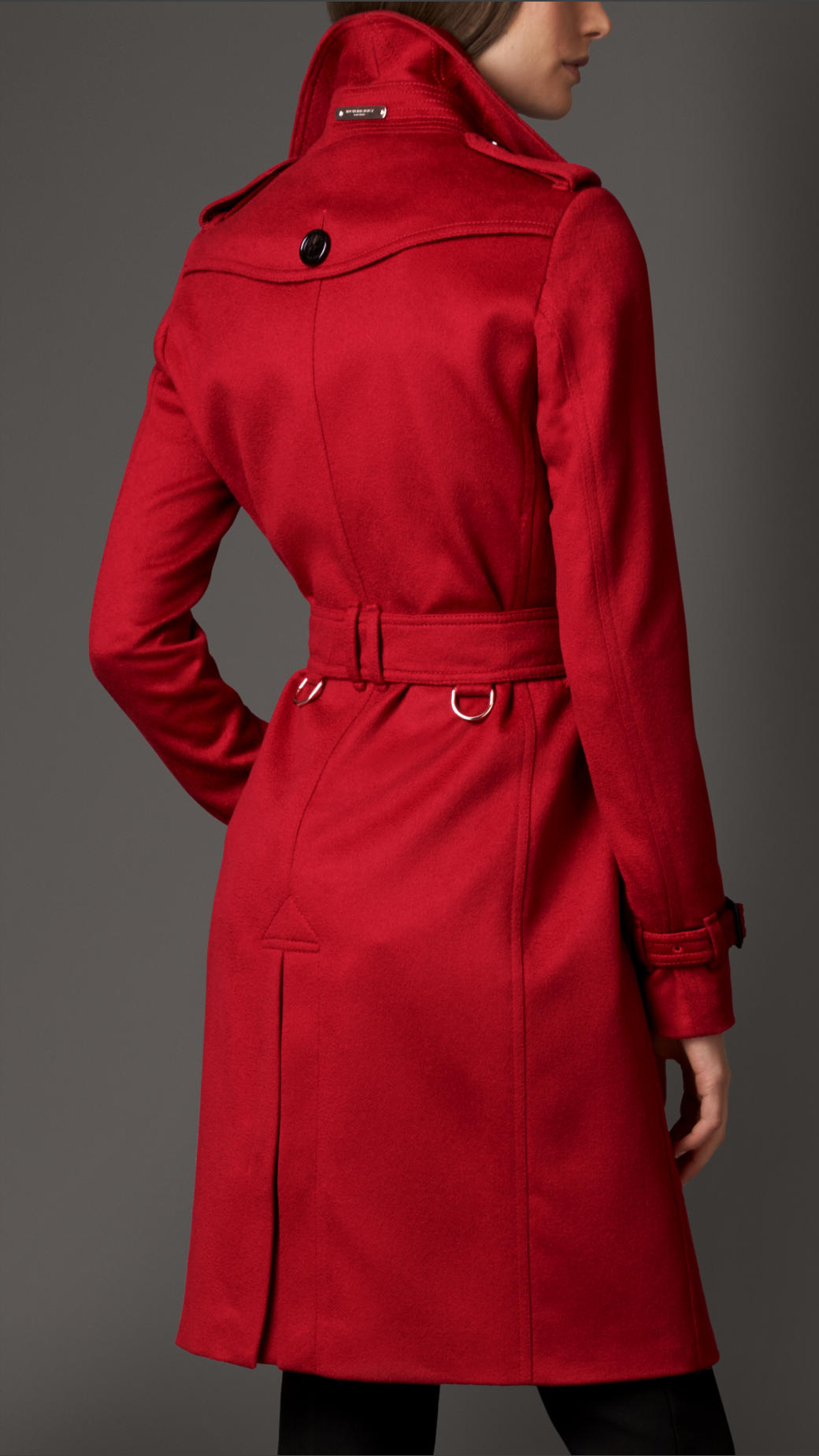 Burberry Cashmere Trench Coat in Red | Lyst