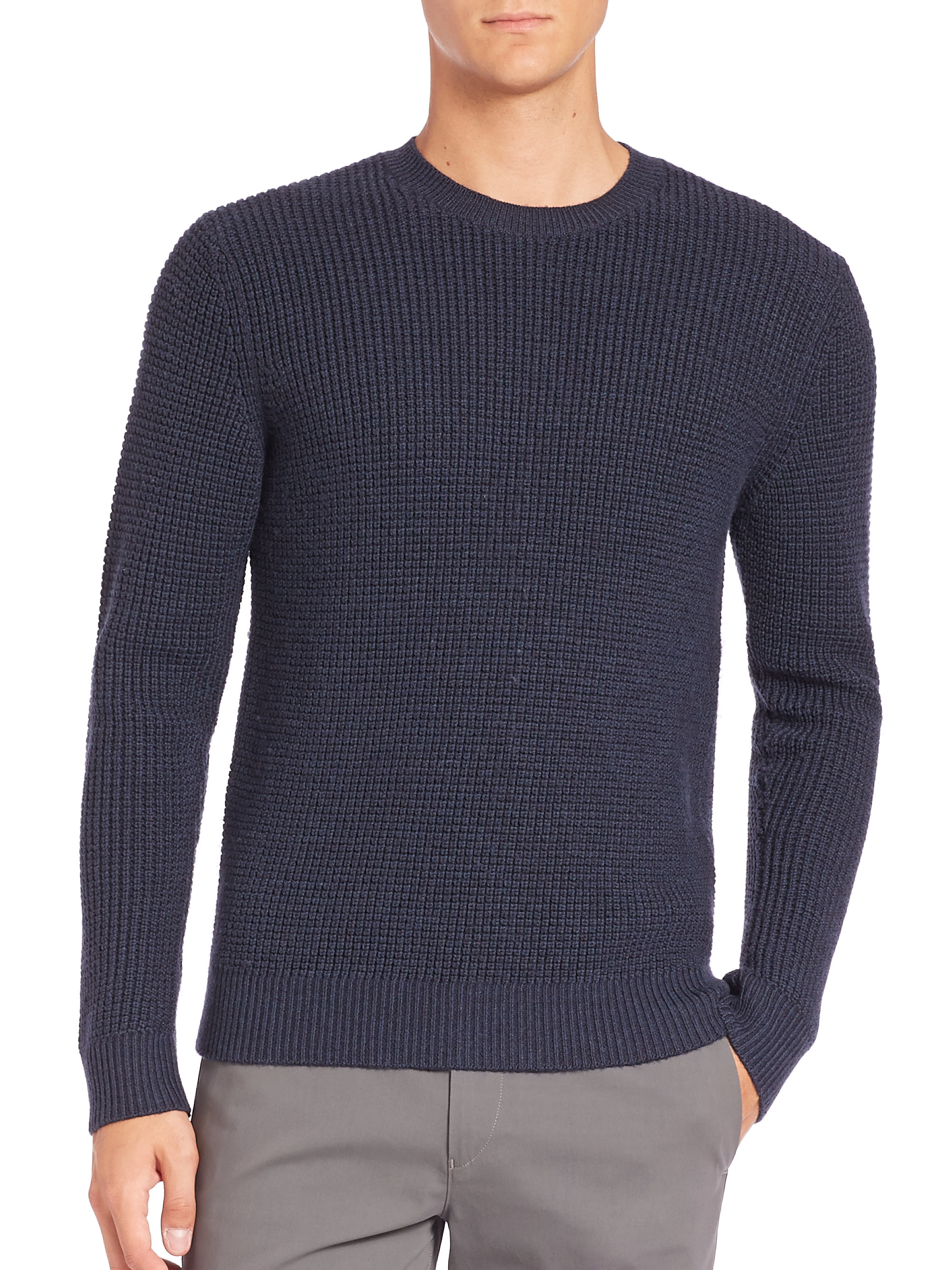 Theory Wool Waffle Crewneck Tee in Navy (Blue) for Men - Lyst