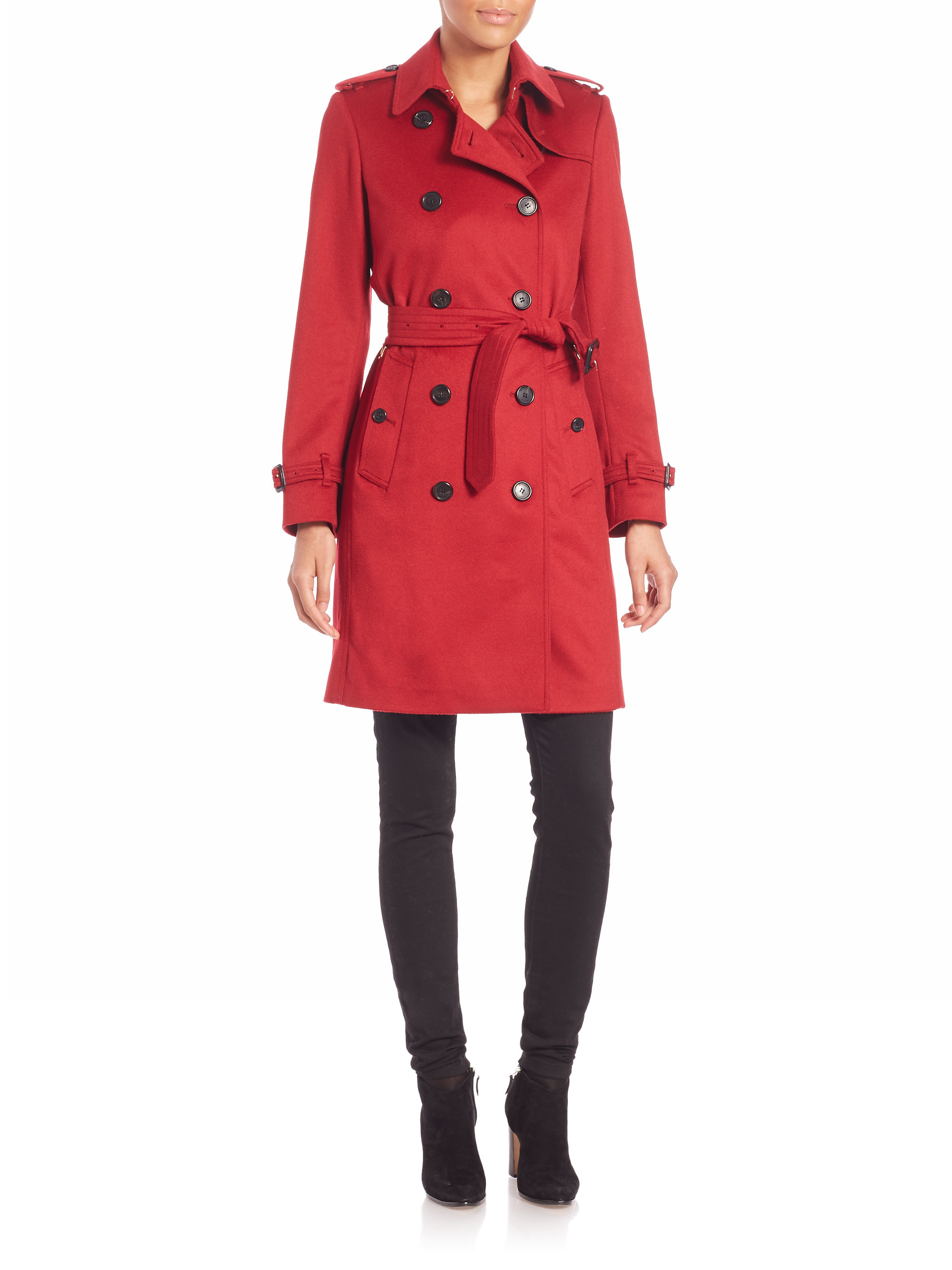 Burberry Kensington Parade Red Cashmere Trench Coat - Lyst