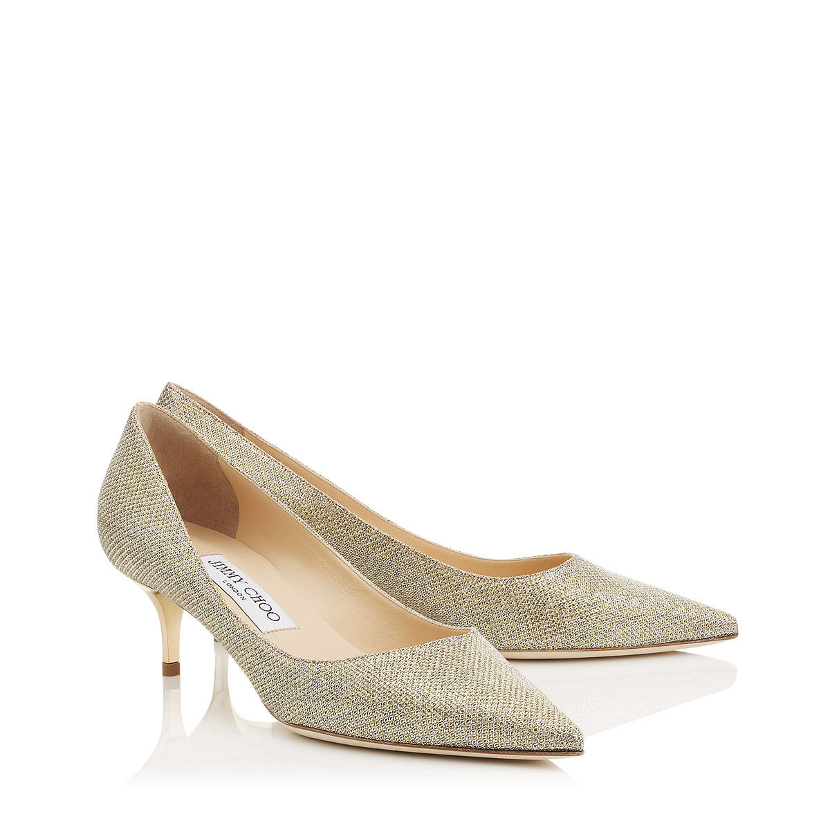 Jimmy Choo Aza Gold Lamé Glitter Fabric Pointy Toe Pumps in Metallic Lyst
