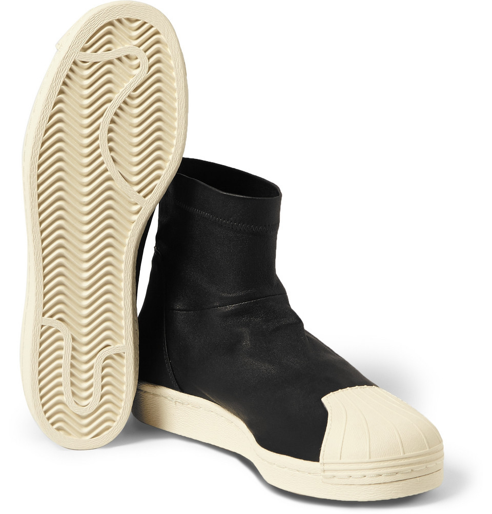 Rick Owens Leather High-Top Sneakers in Black for Men - Lyst