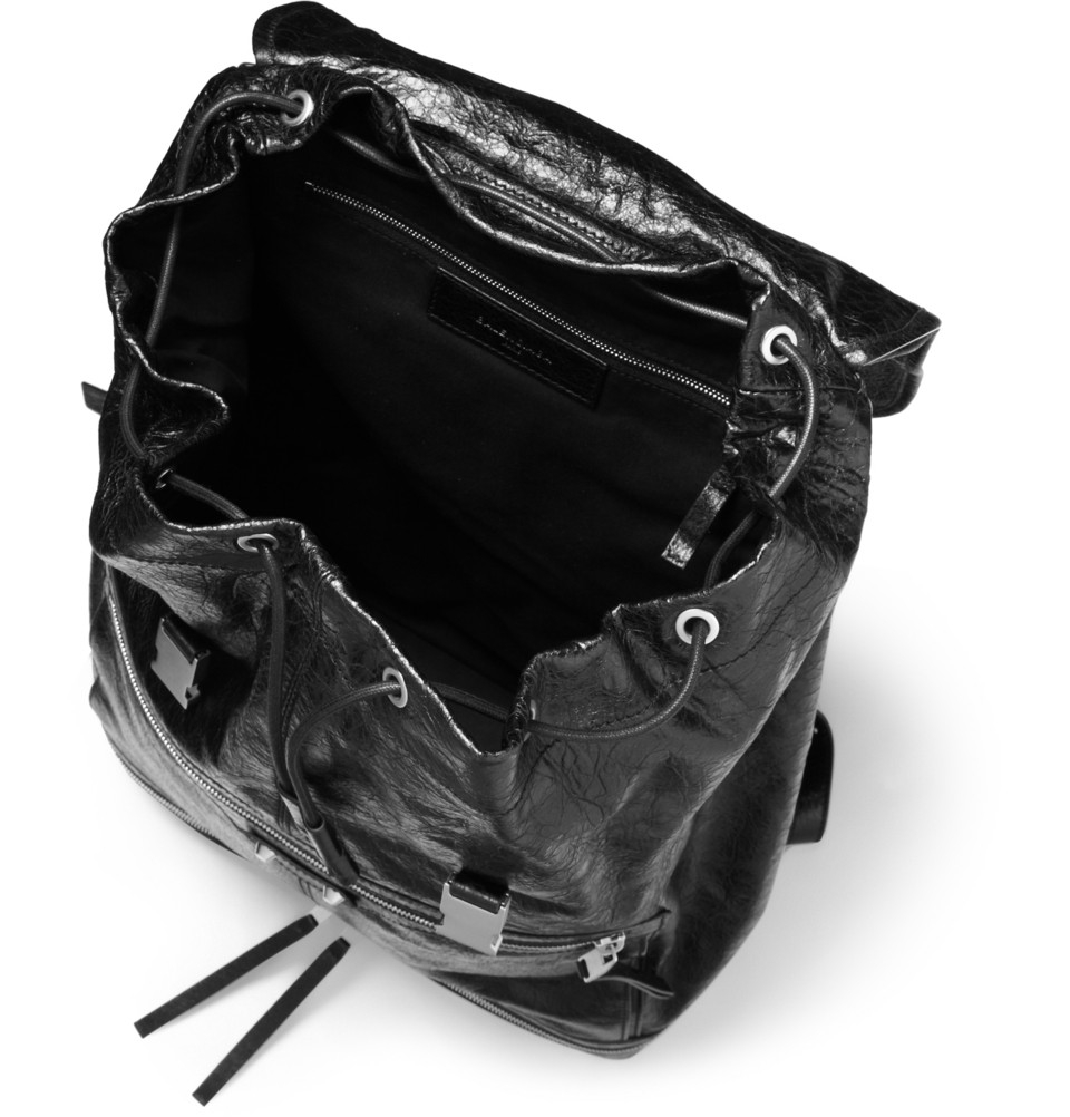 balenciaga black leather backpack