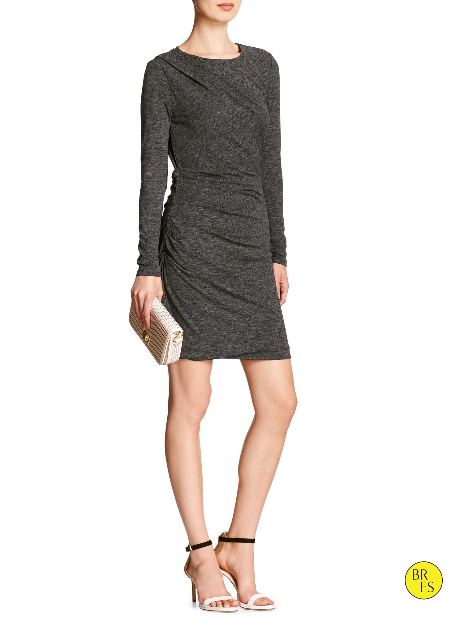Banana republic Factory Ruched Dress in Gray (Dark heather gray) Lyst