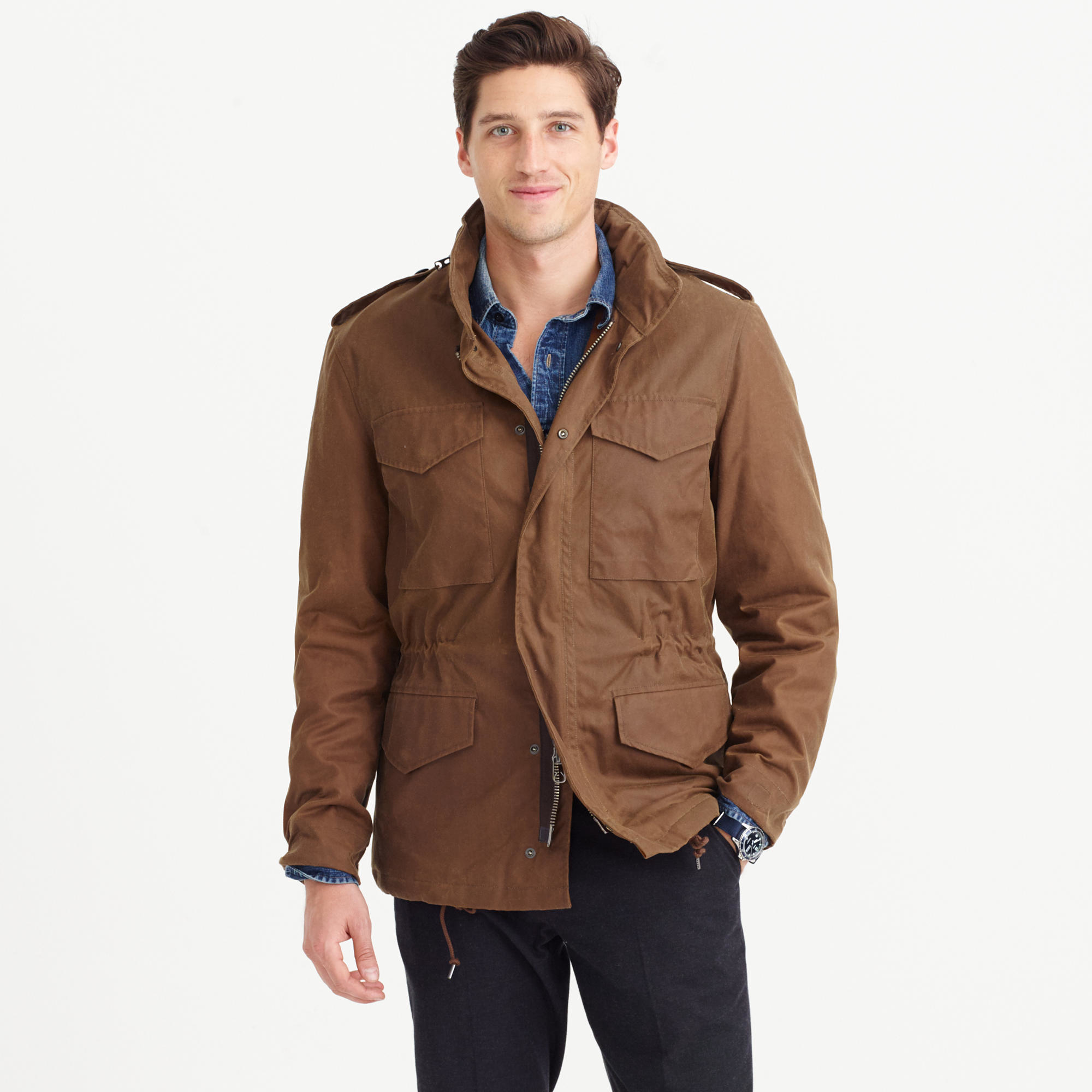 J.crew Wallace & Barnes Waxed Cotton M-65 Jacket in Brown for Men ...