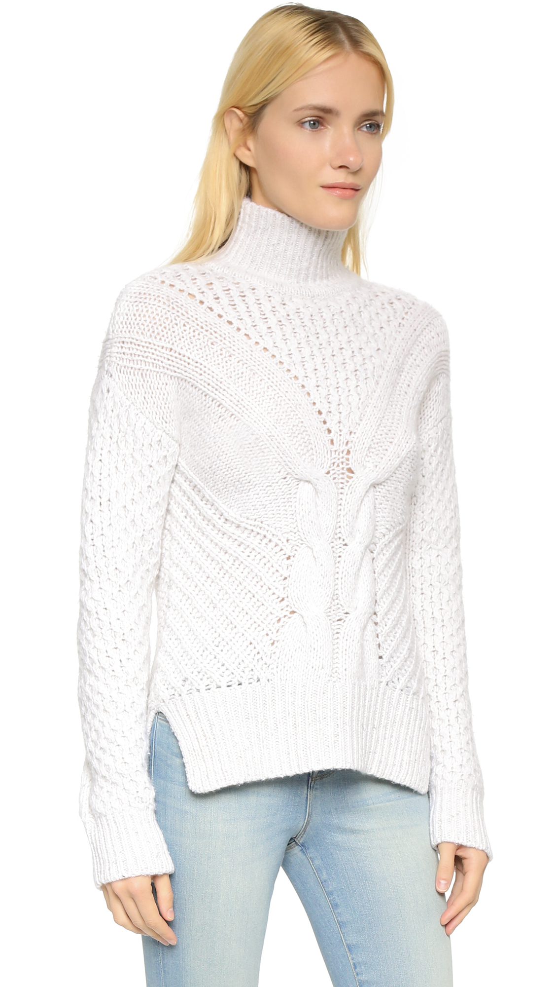 Autumn Cashmere Cable Turtleneck Sweater - Snowstorm in ...