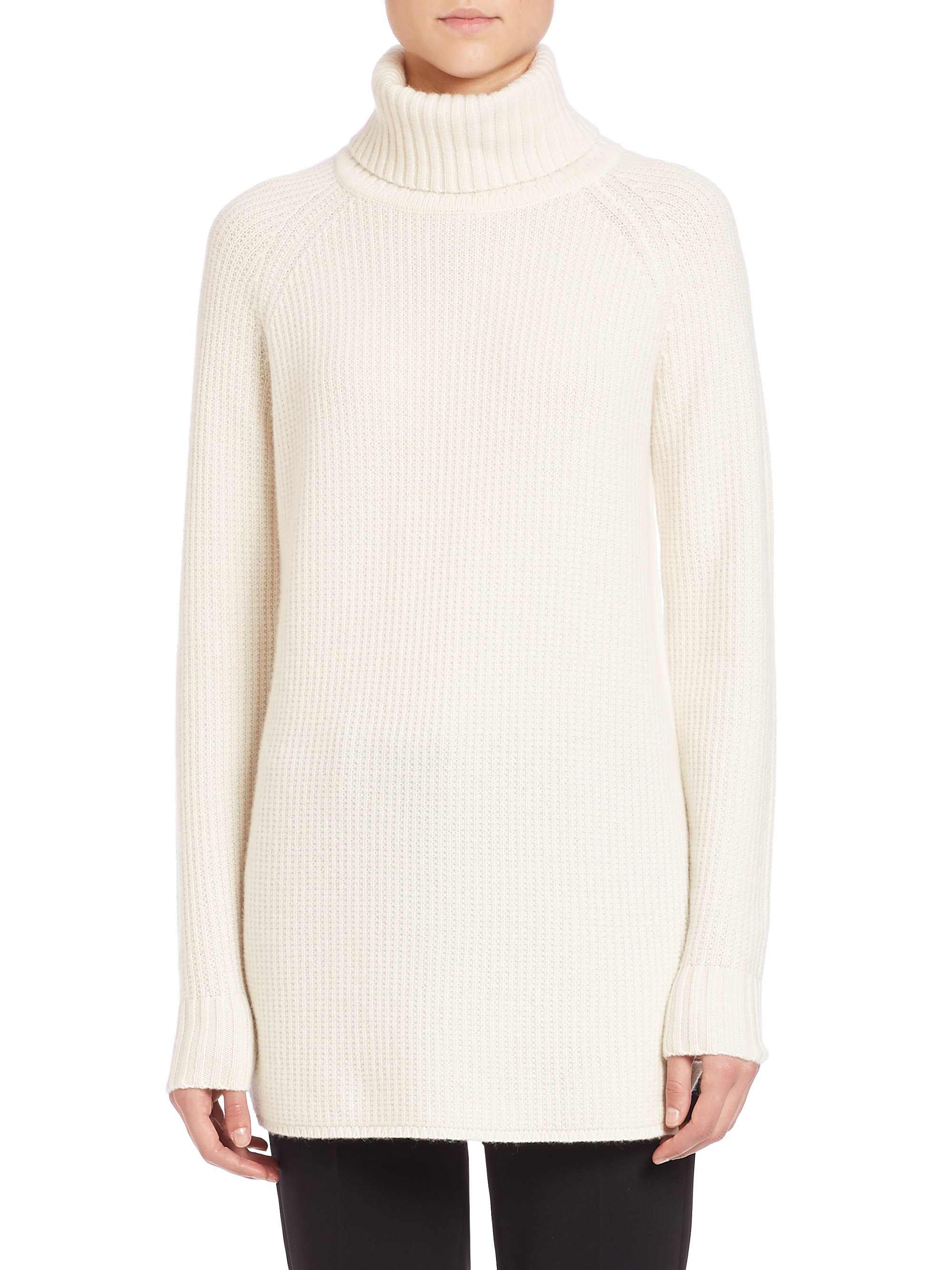 white cashmere turtleneck sweater