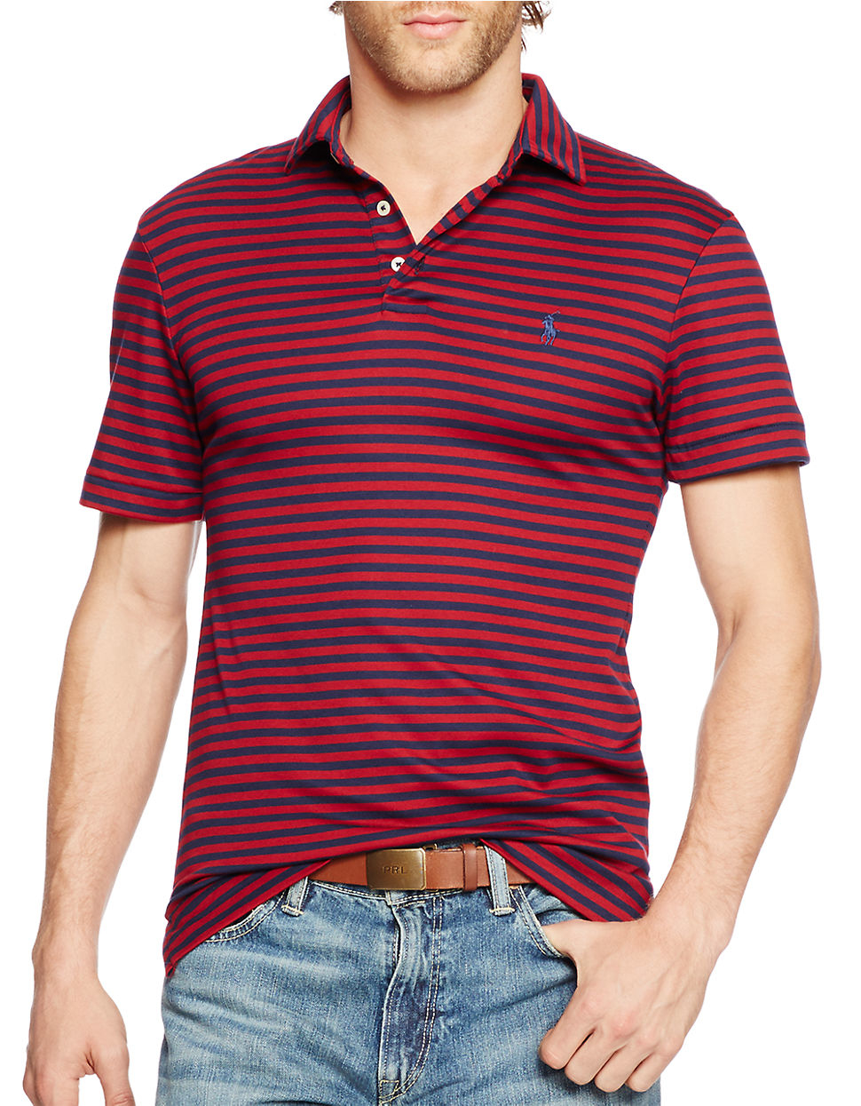 Polo ralph lauren Striped Pima Polo Shirt in Red for Men (Avenue Red ...