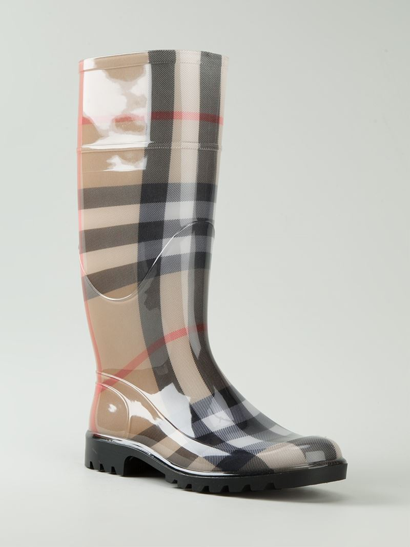 Burberry 'House Check' Rain Boots in Beige (Natural) - Lyst