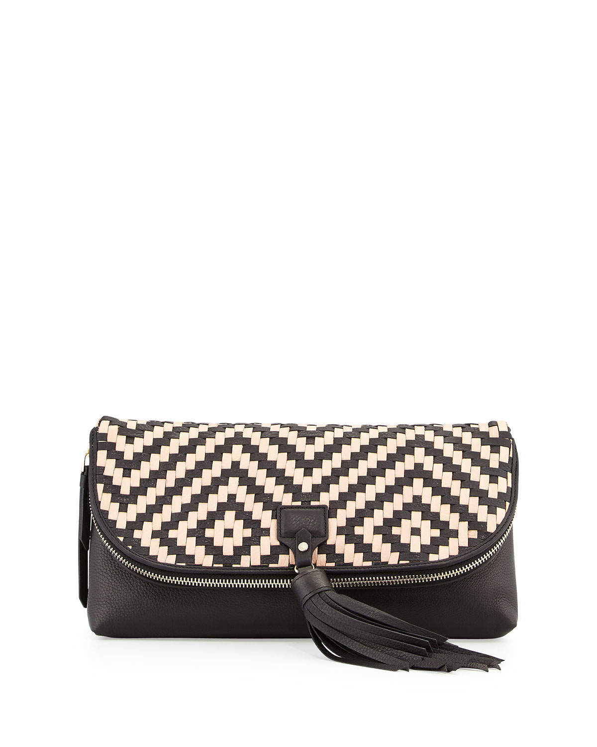 Cole haan Skylar Leather Weave Clutch Bag in Black Lyst