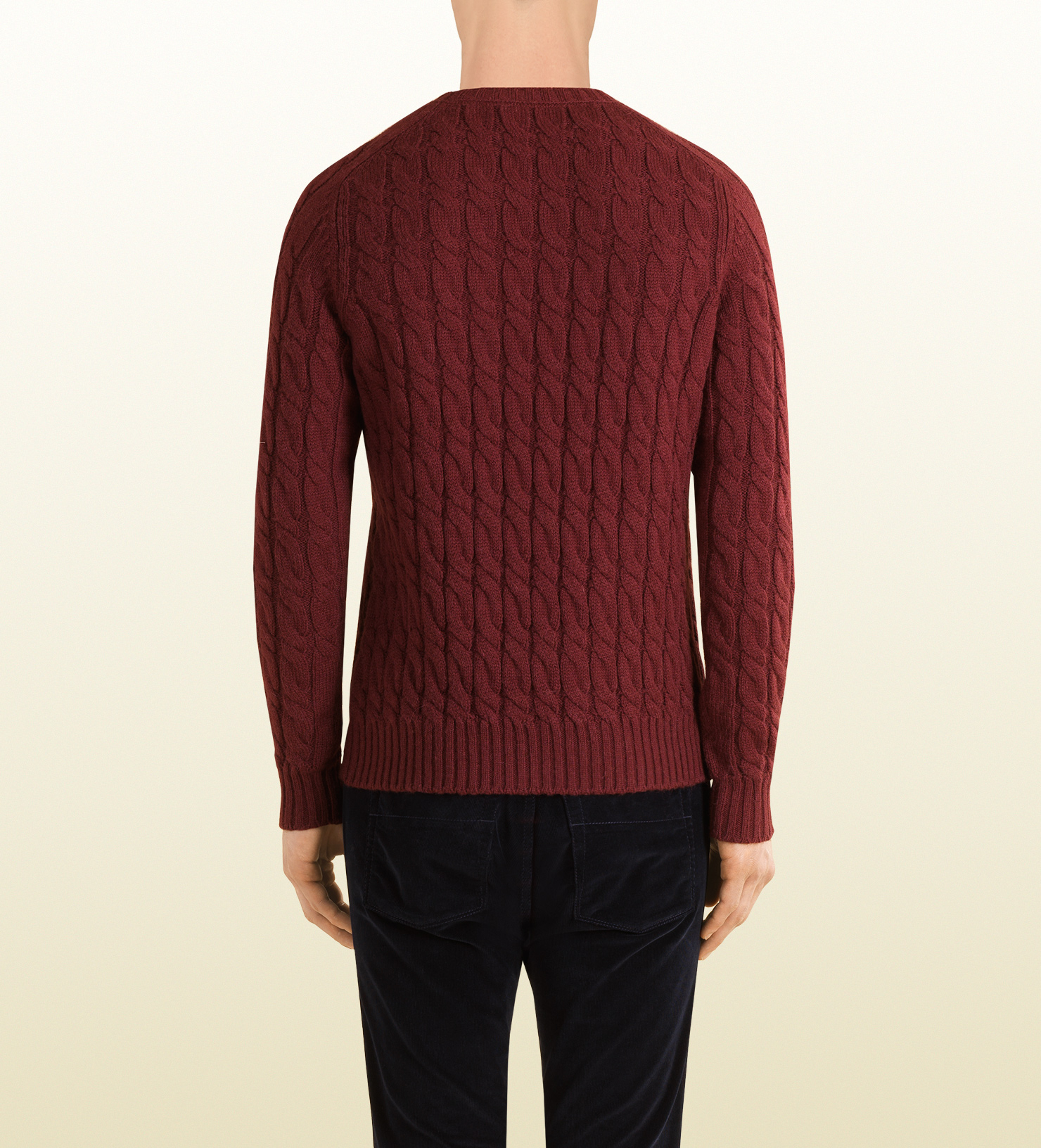 Gucci Bordeaux Cable Knit Sweater in Red for Men - Lyst