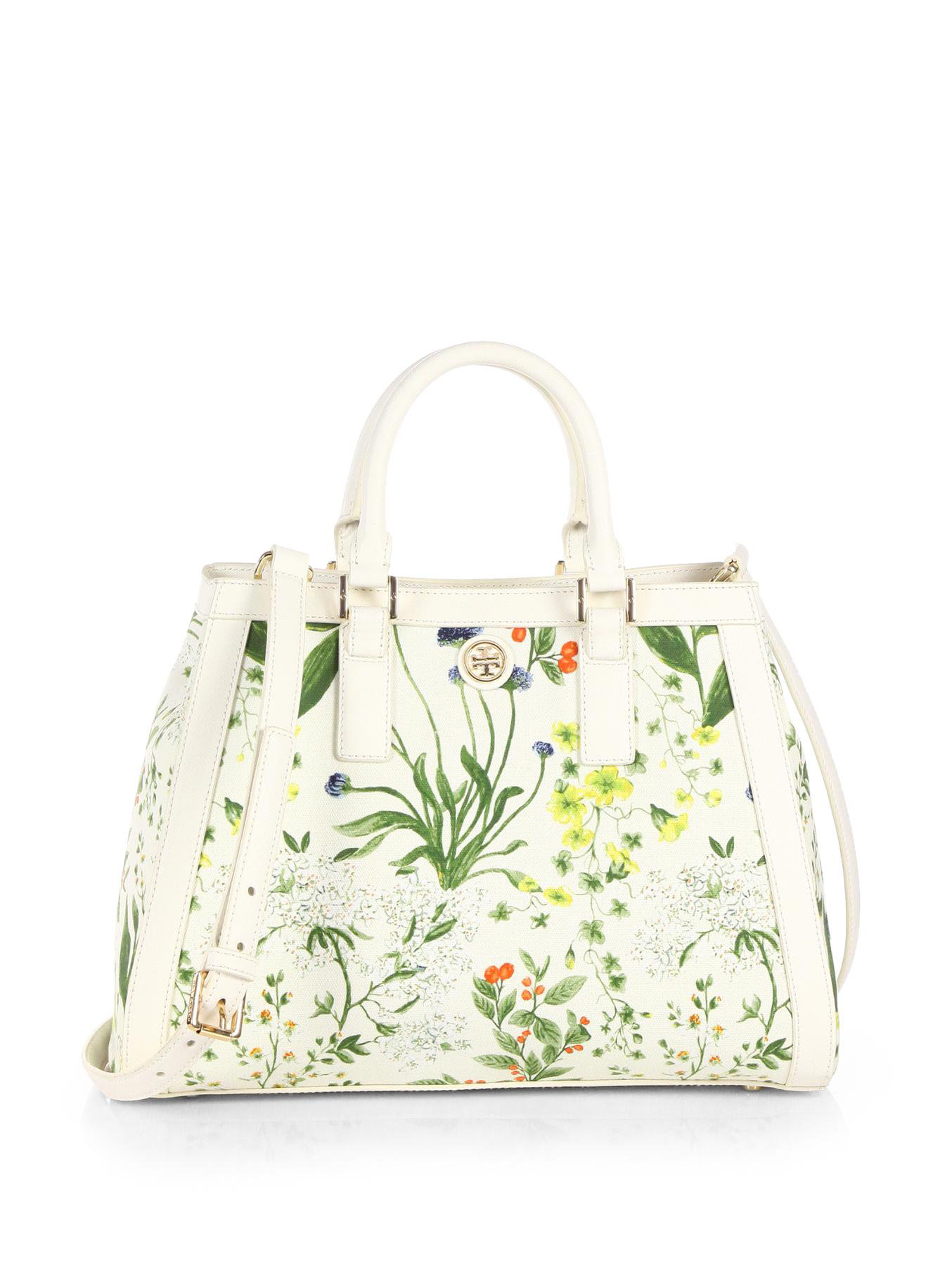 Lyst - Tory Burch Robinson Printed Canvas Triangle Tote in Green