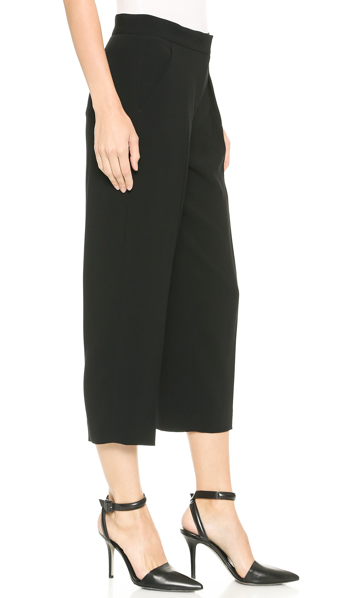 Lyst Dkny Cropped Wide Leg Pants Black in Black