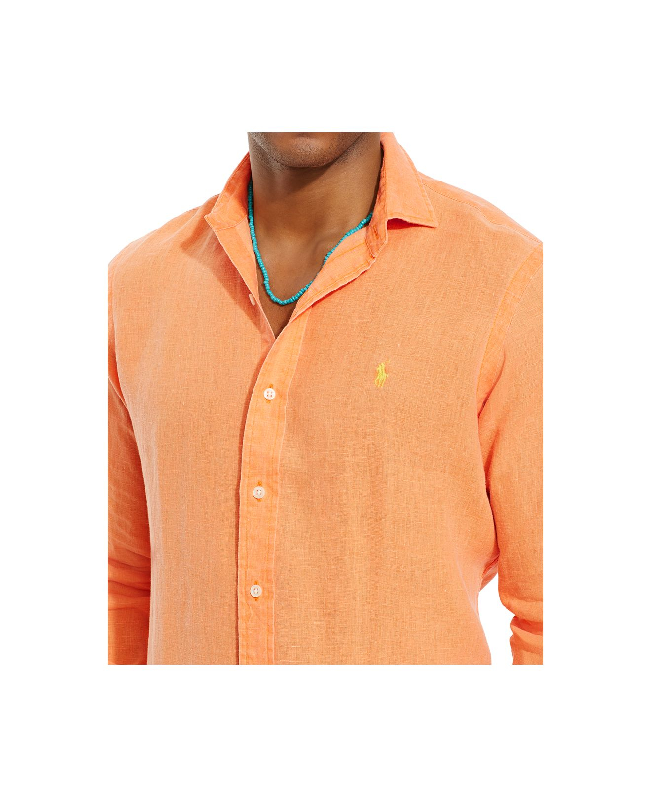 Polo Ralph Lauren Male Shirt Orange Size S Cotton