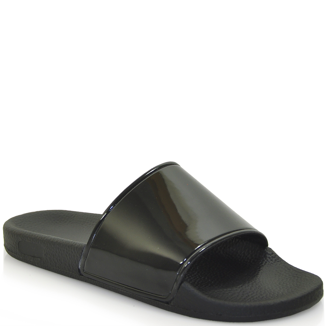 womens black designer slides