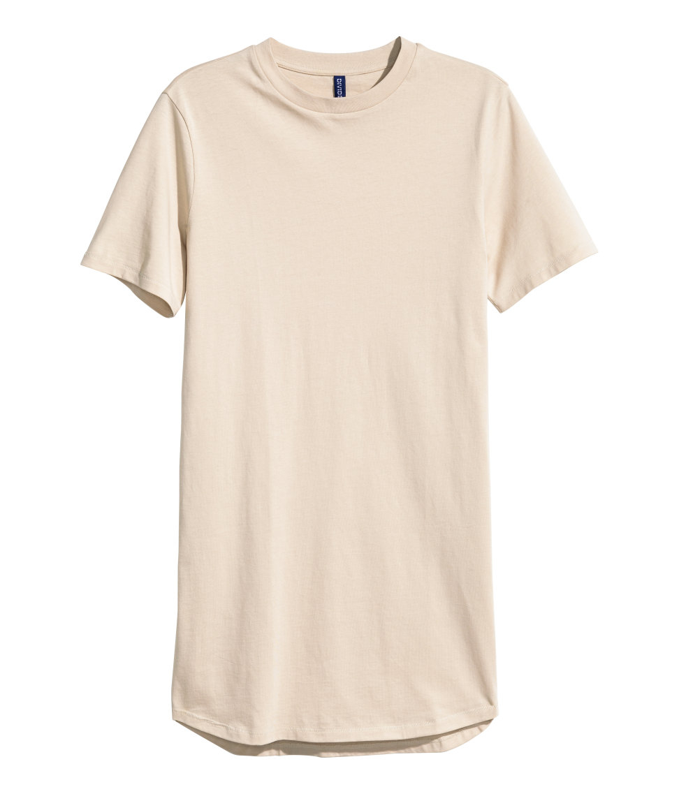 H&M Long T-shirt in Beige (Natural) for Men | Lyst