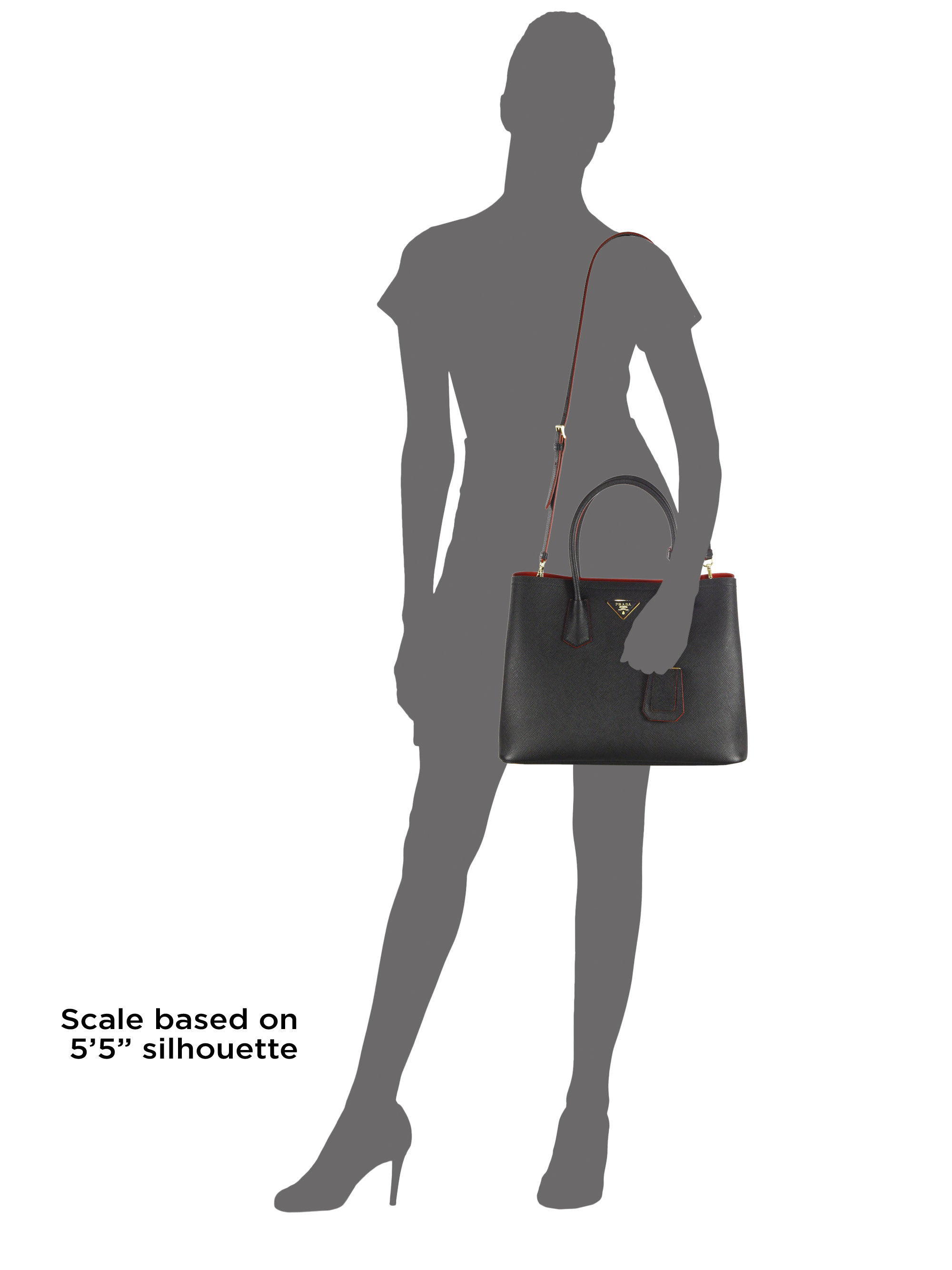 Prada Saffiano Cuir Medium Double Bag in Black | Lyst  