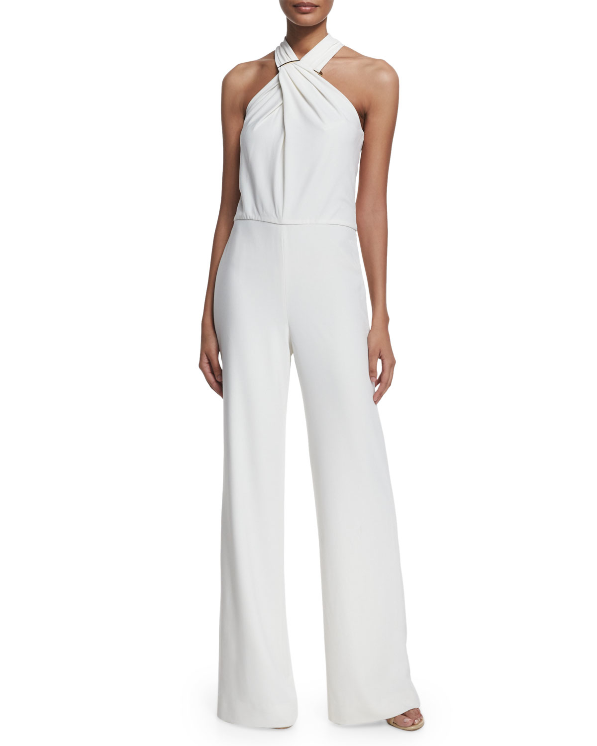 criss cross halter jumpsuit