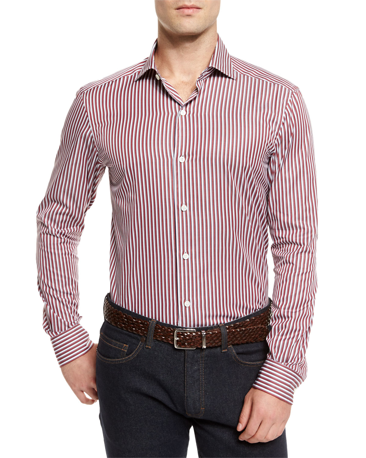 Ermenegildo Zegna Trackstripe Longsleeve Sport Shirt in
