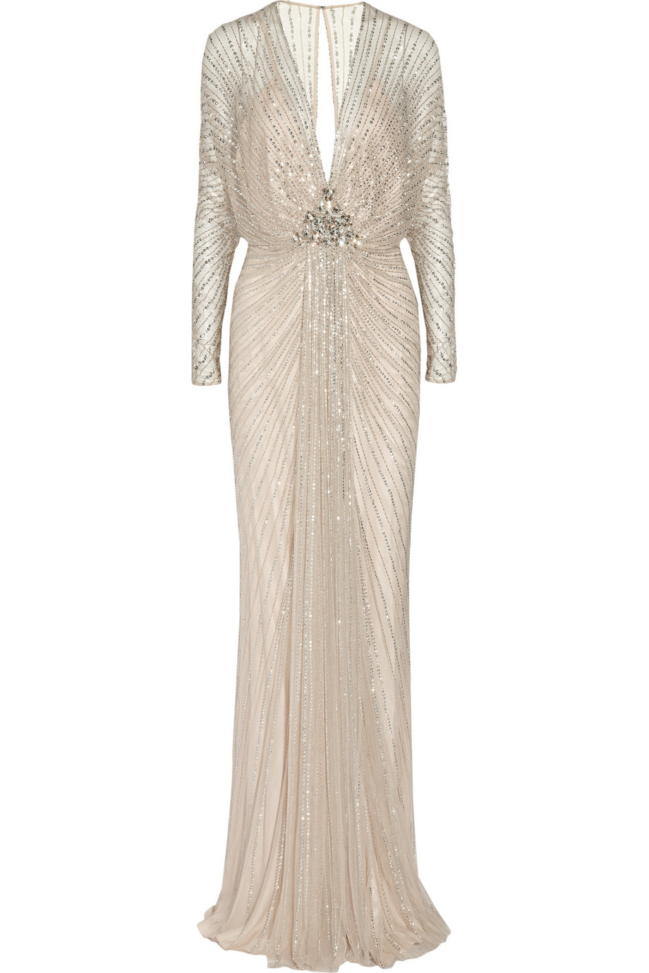 Jenny Packham Beaded Tulle Gown in Metallic | Lyst UK