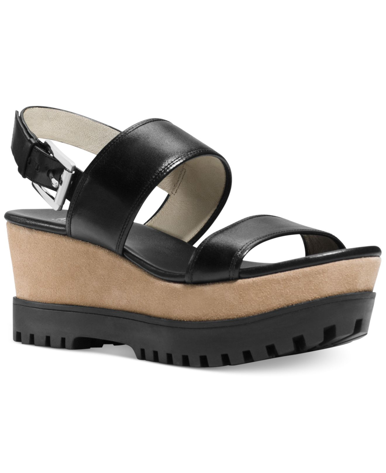 Michael Kors Michael Gillian Platform Wedge Sandals in Black | Lyst