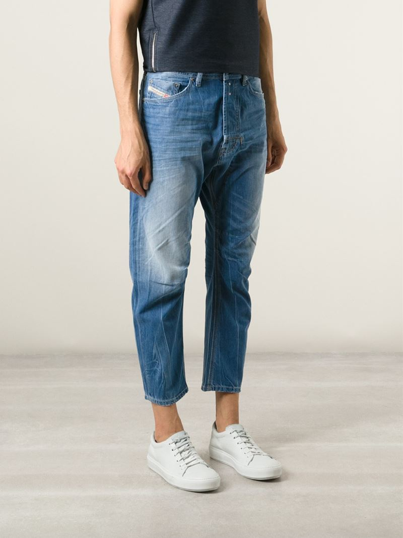 DIESEL Dropped Crotch Jeans in Blue for Men - Lyst