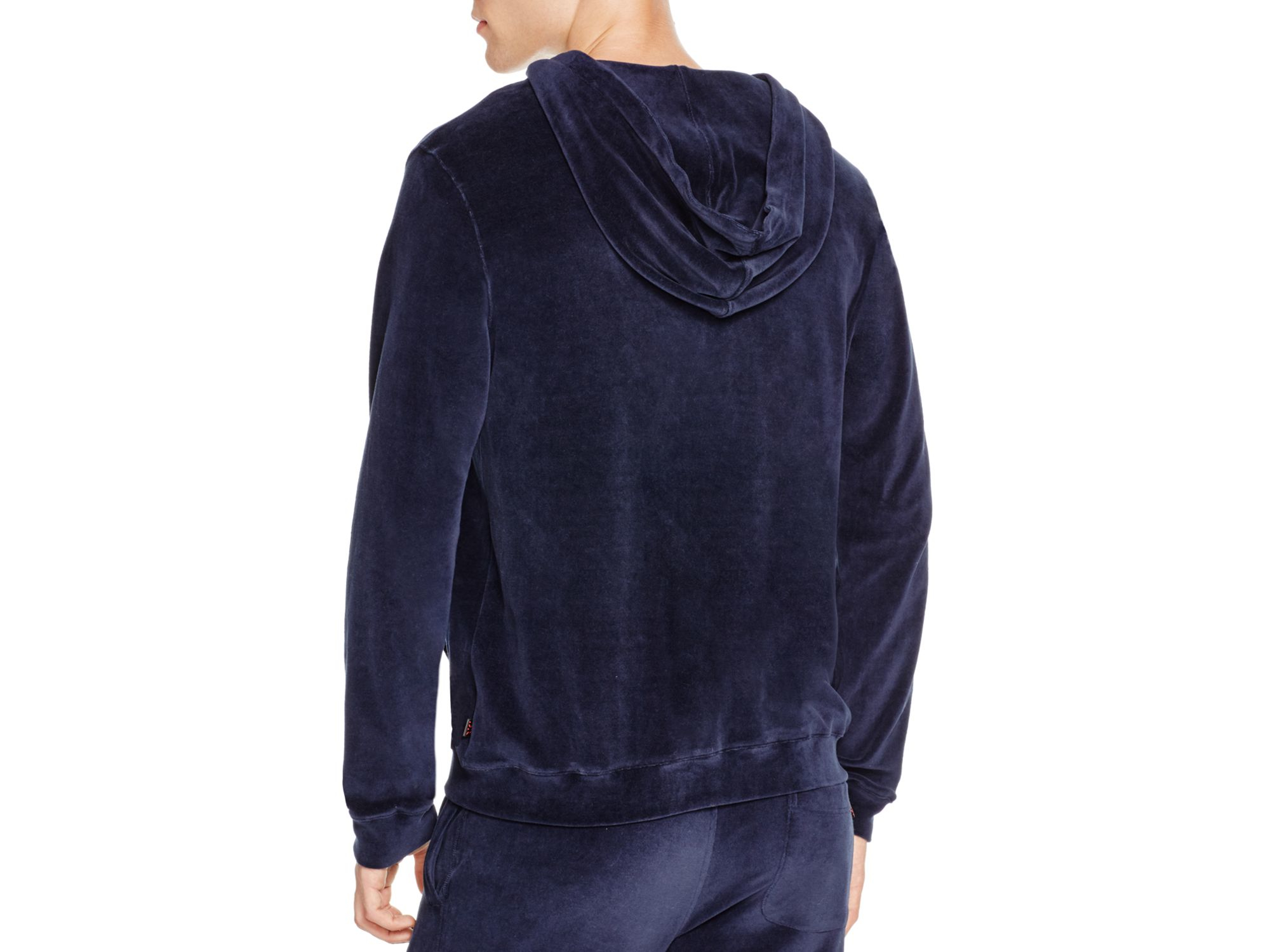 navy velour hoodie