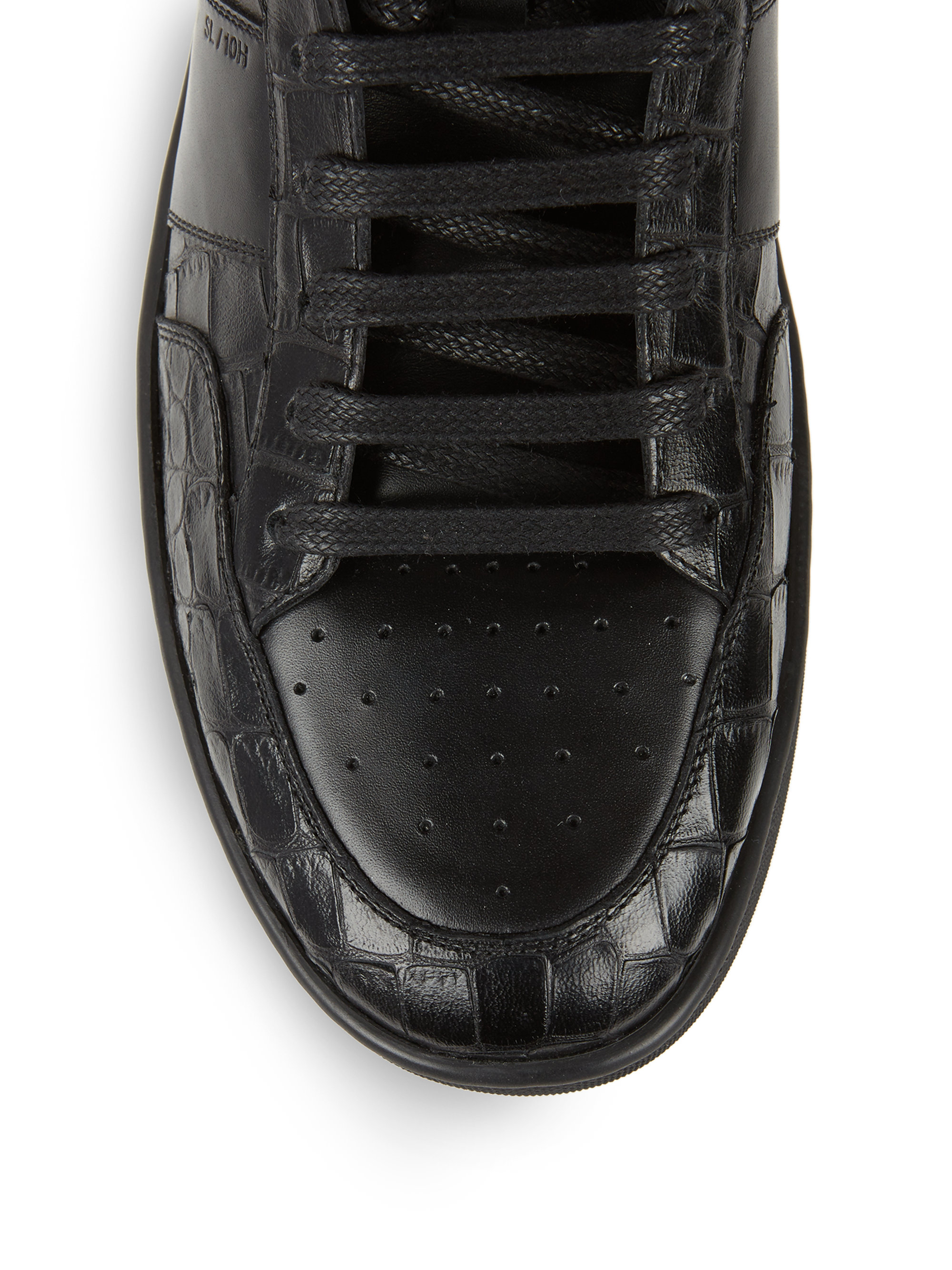 Saint Laurent Croc Embossed Leather High-top Sneakers in Black for Men ...