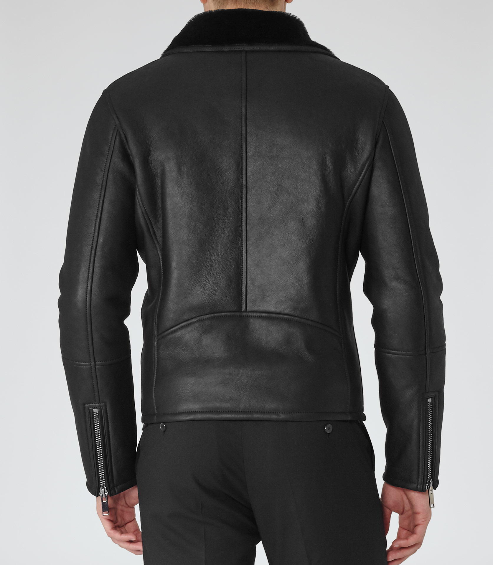 Lyst - Reiss Renoir Shearling Aviator Jacket in Black for Men