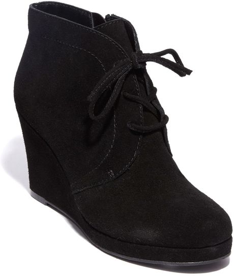 Dv By Dolce Vita Pace Suede Wedge Booties in Black | Lyst