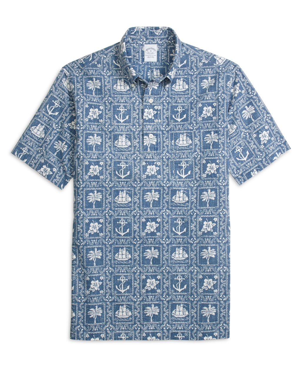 Brooks brothers Regent Fit Nautical Print Popover Short-sleeve Sport ...