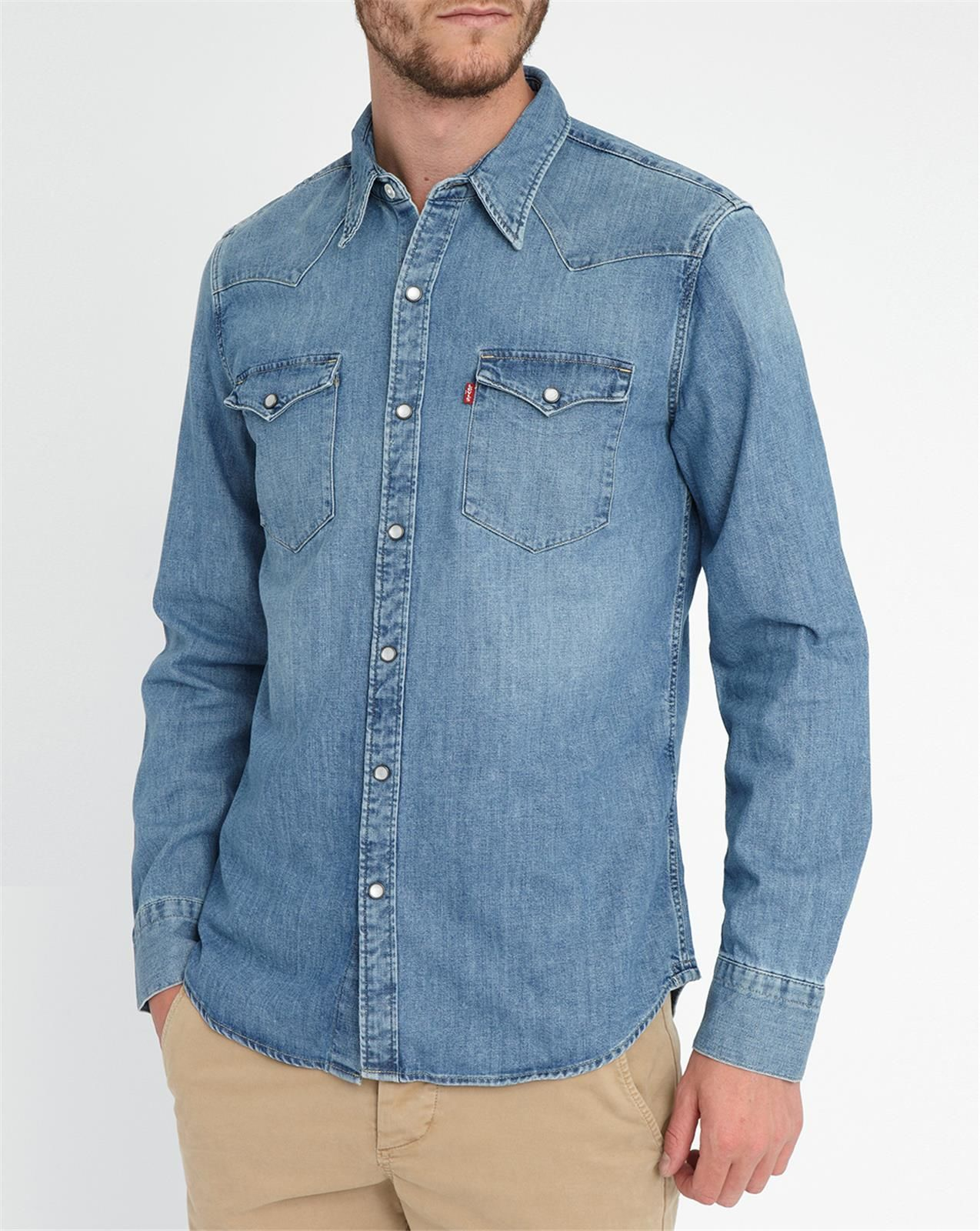 Levi's Stone Washed Western Denim Shirt in Blue for Men (denim) | Lyst