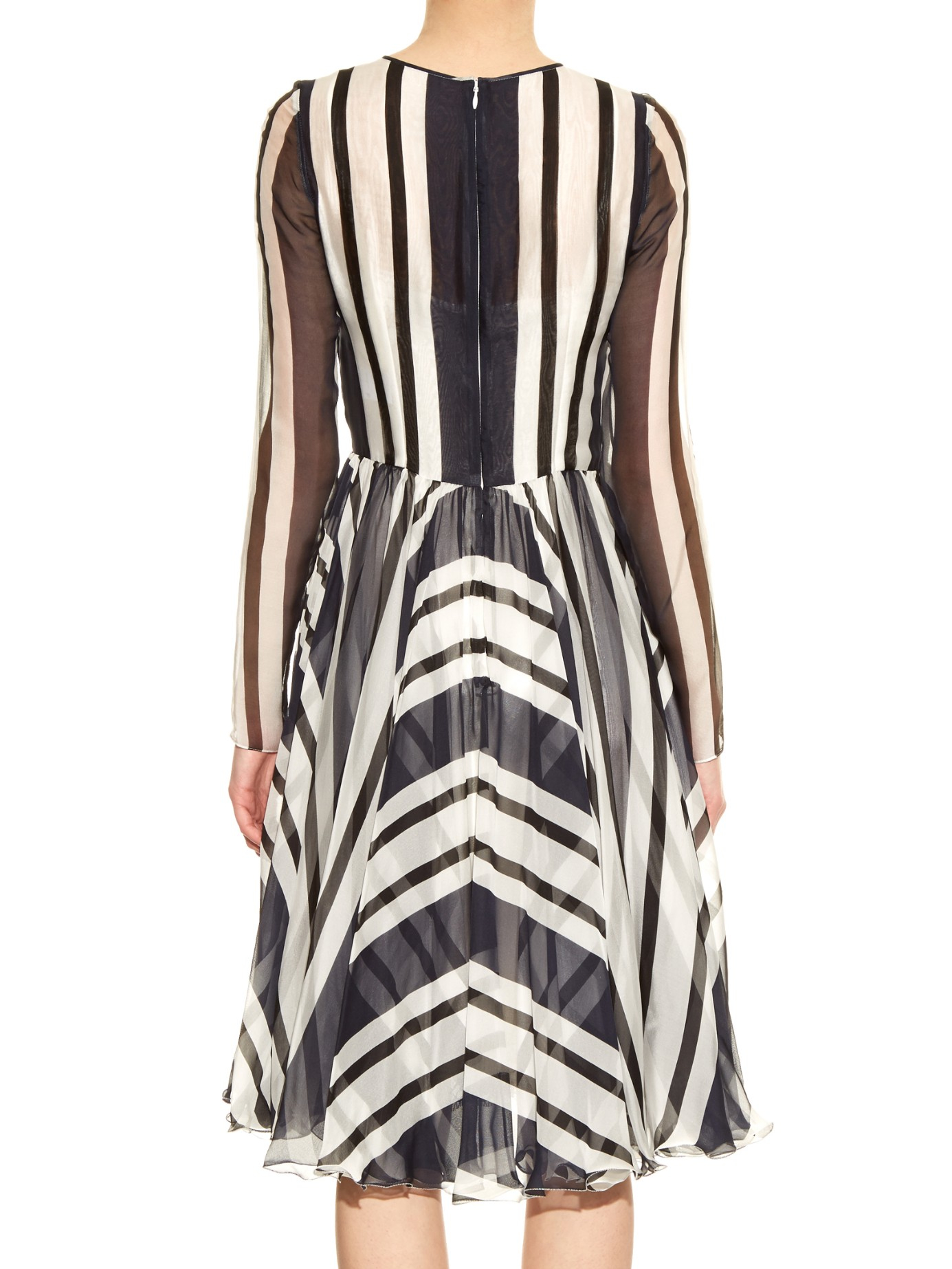 striped chiffon dress