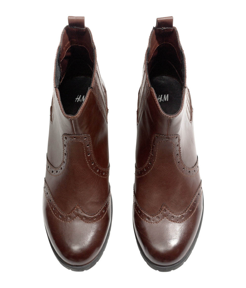 H&amp;M Brogue Boots in Brown Lyst