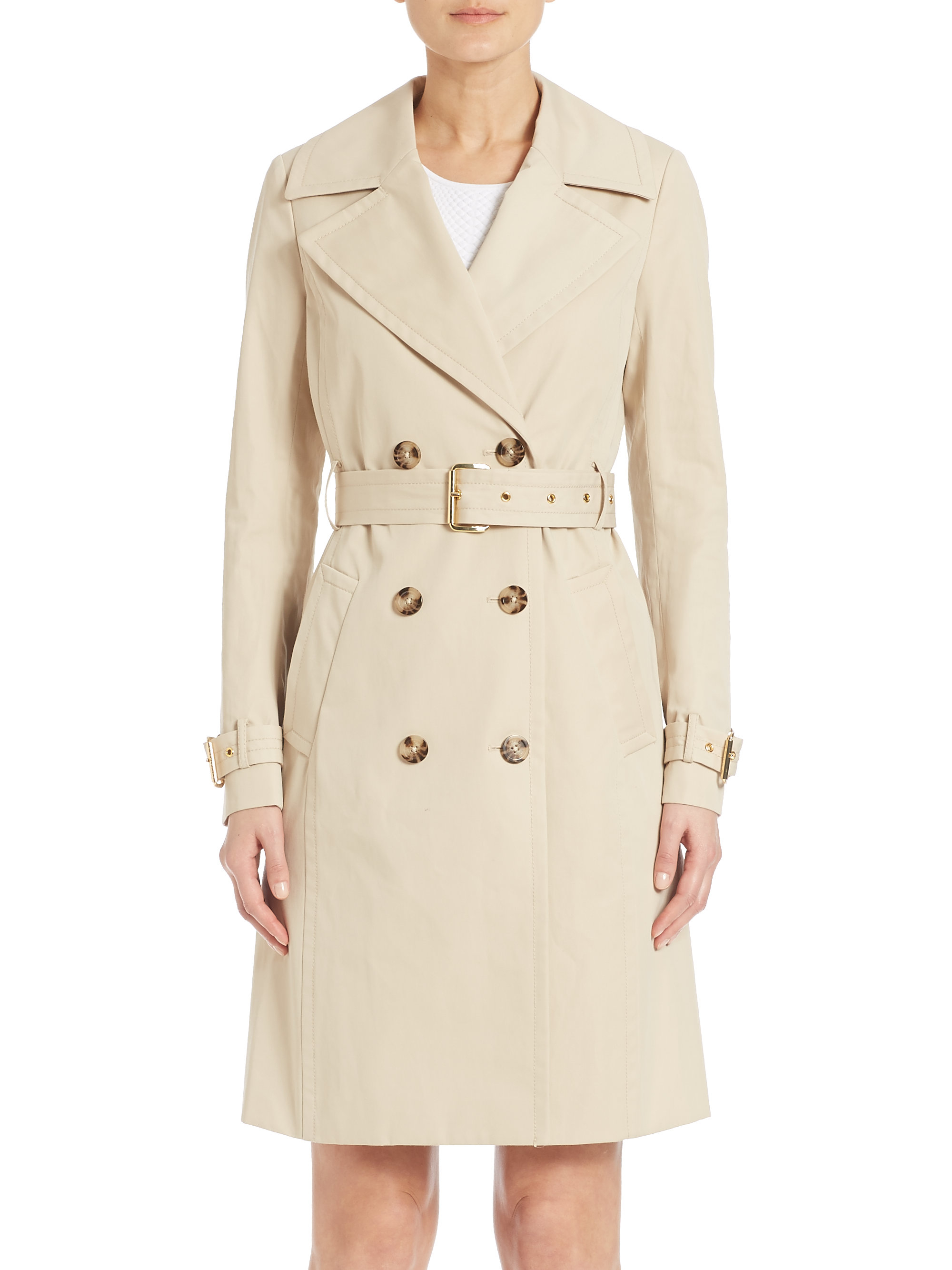 Lyst - Michael Michael Kors A-line Trenchcoat in Natural