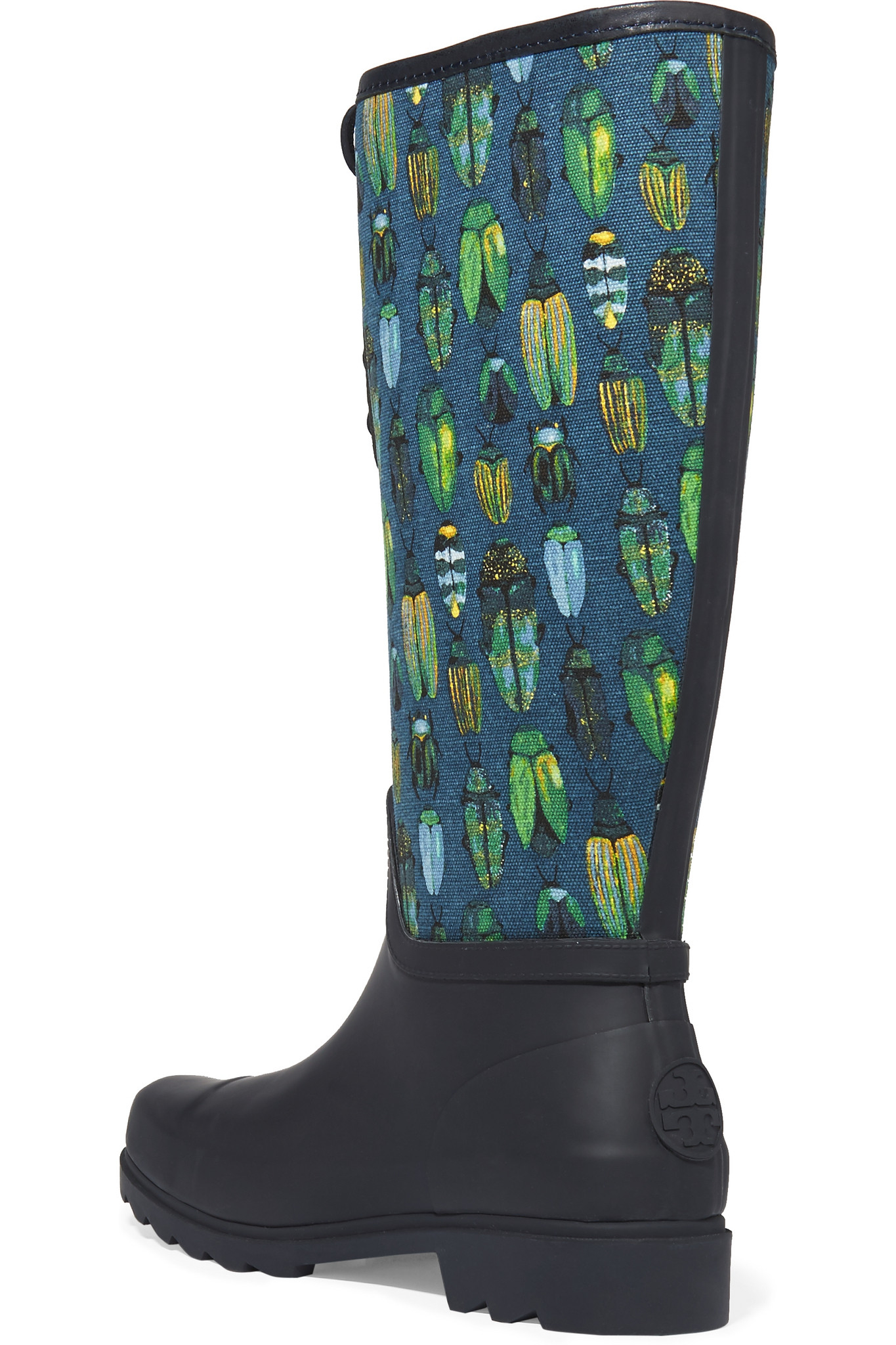 Download Tory Burch Rubber Rain Boots Lana Lace Up in Navy (Green ...